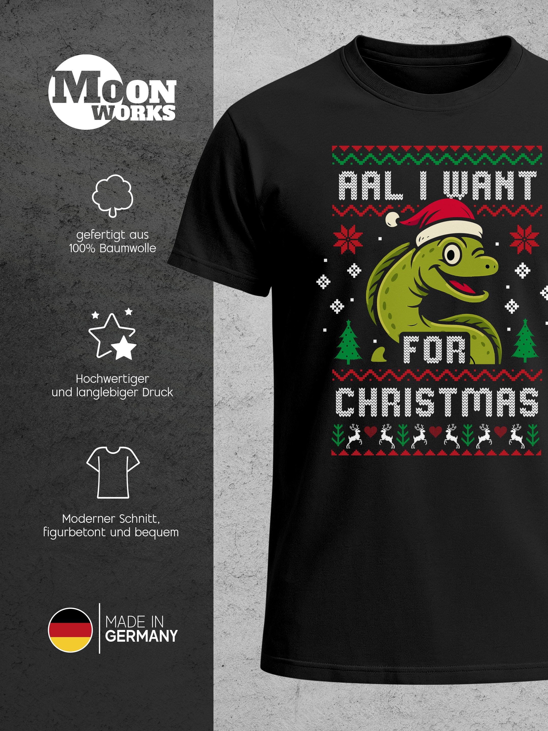 MoonWorks Print-Shirt Herren T-Shirt Weihnachten Spruch Wortspiel lustig All I want for mit Print