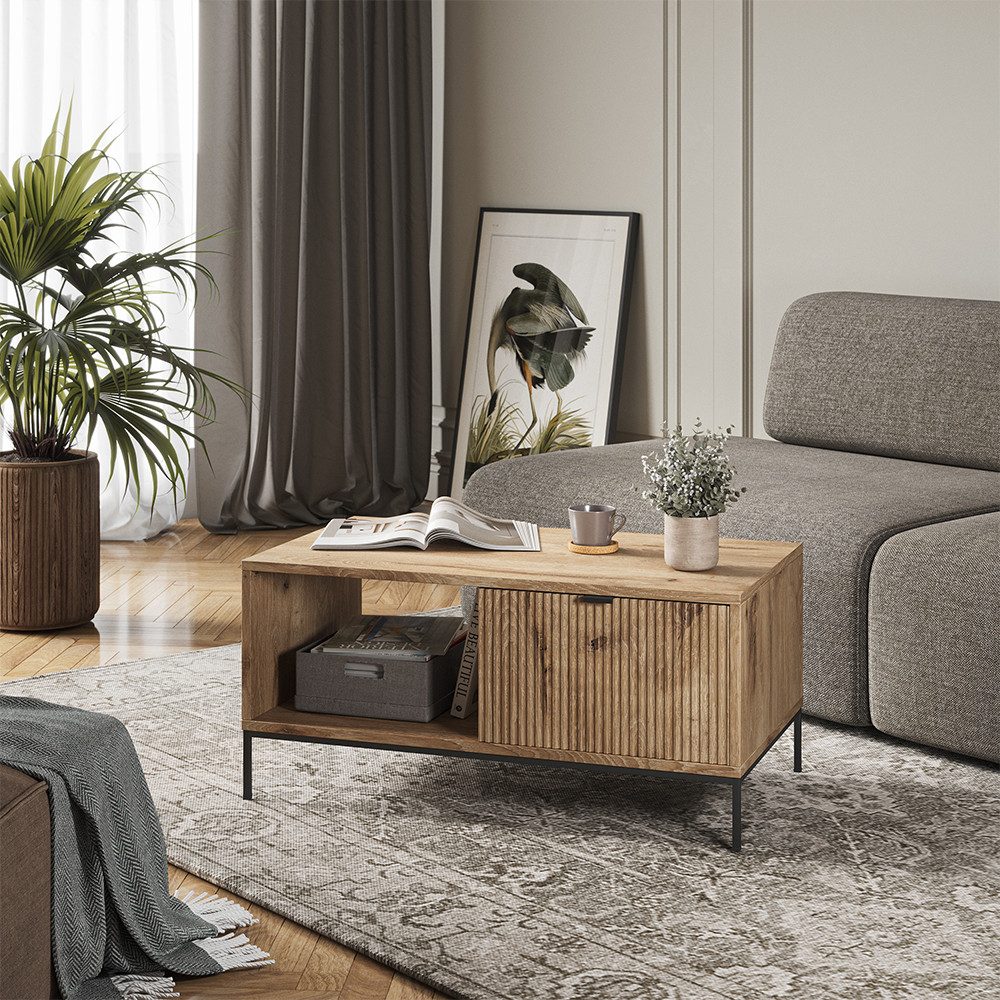 Couchtisch Eliza, Viking Oak, 90 x 50 cm mit einer Schublade