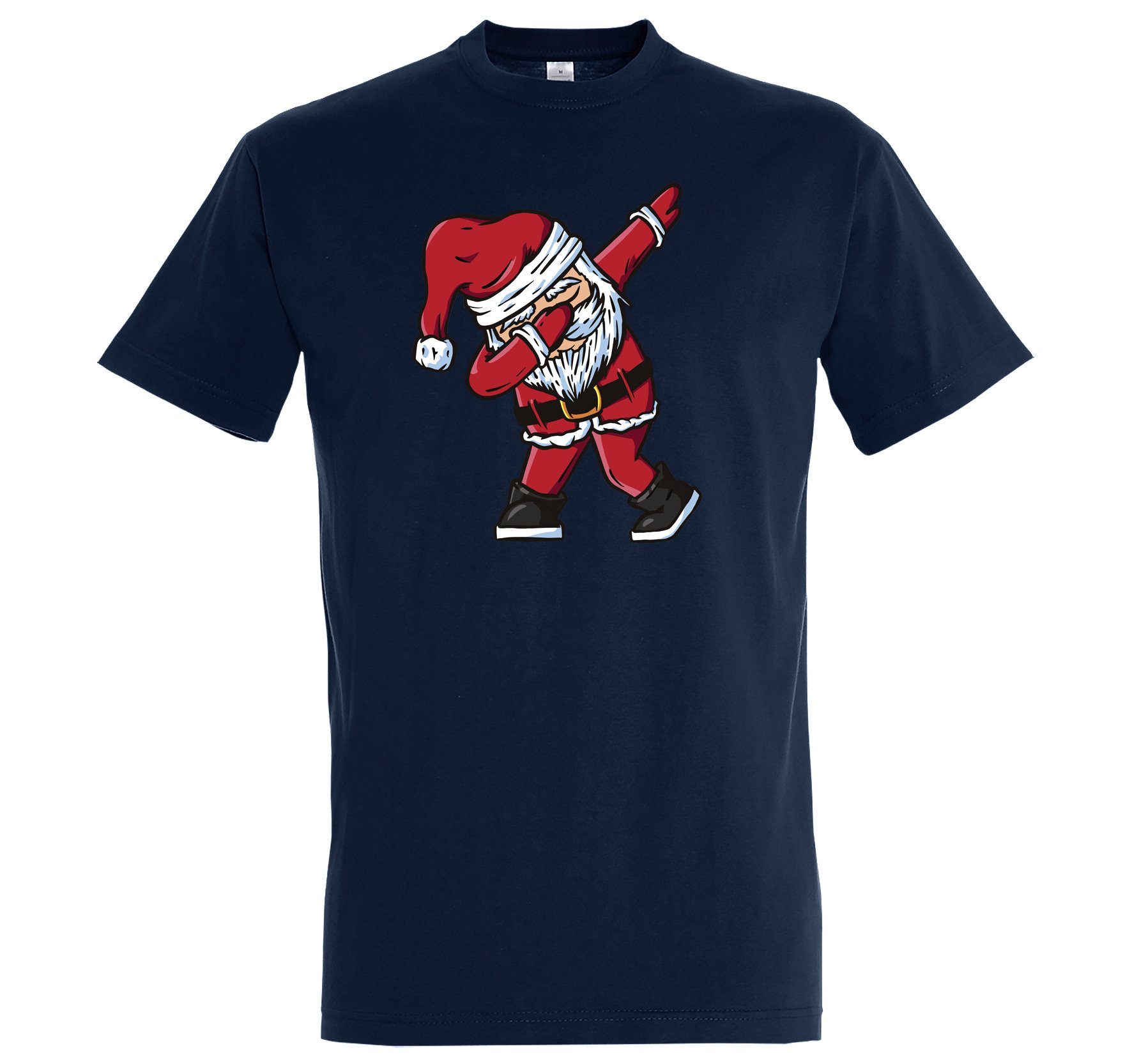 Youth Designz T-Shirt Dabbing Santa Herren Shirt mit modischem Frontprint Navyblau
