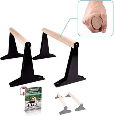 Pullup & Dip Handstandtrainer Holz Parallettes, Low oder Medium mit ergonomischem Holz Griff (1-St), Material: Holz, Buchenholz