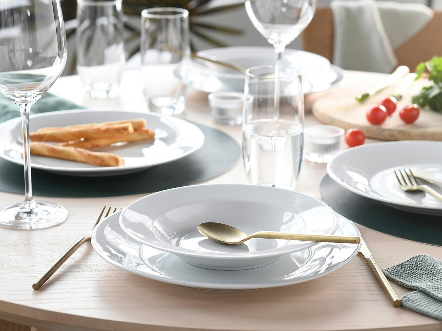 CreaTable Tafelservice Tafelservice 12 tlg., Weiß, Porzellan (12-tlg), 6 Personen, Porzellan, spülmaschinenfest und mikrowellengeeignet