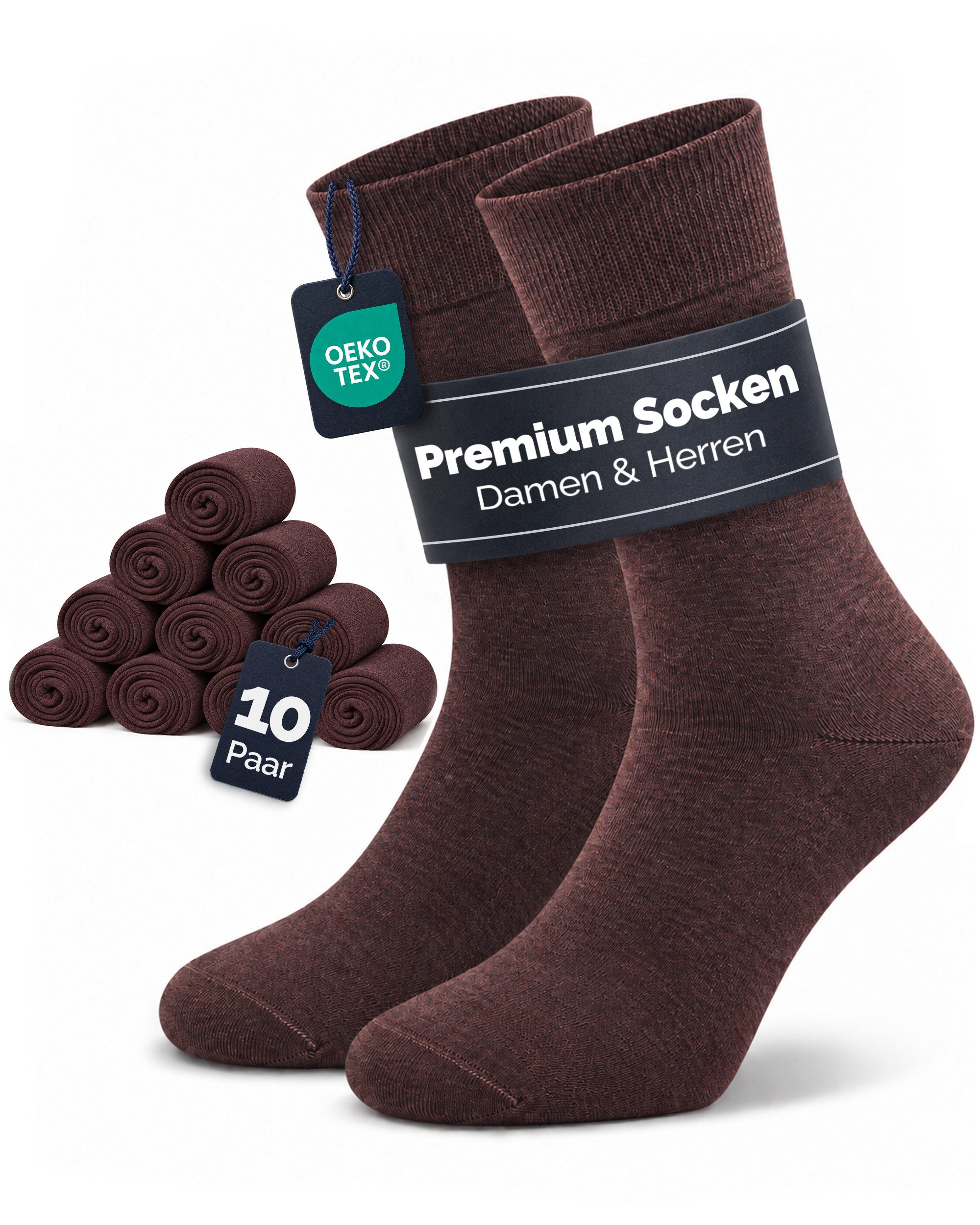 GAWILO Businesssocken für Damen & Herren aus hochwertiger Baumwolle ohne drückende Naht (10 Paar) Socken für den anspruchsvollen Alltag in schwarz, grau, blau und braun