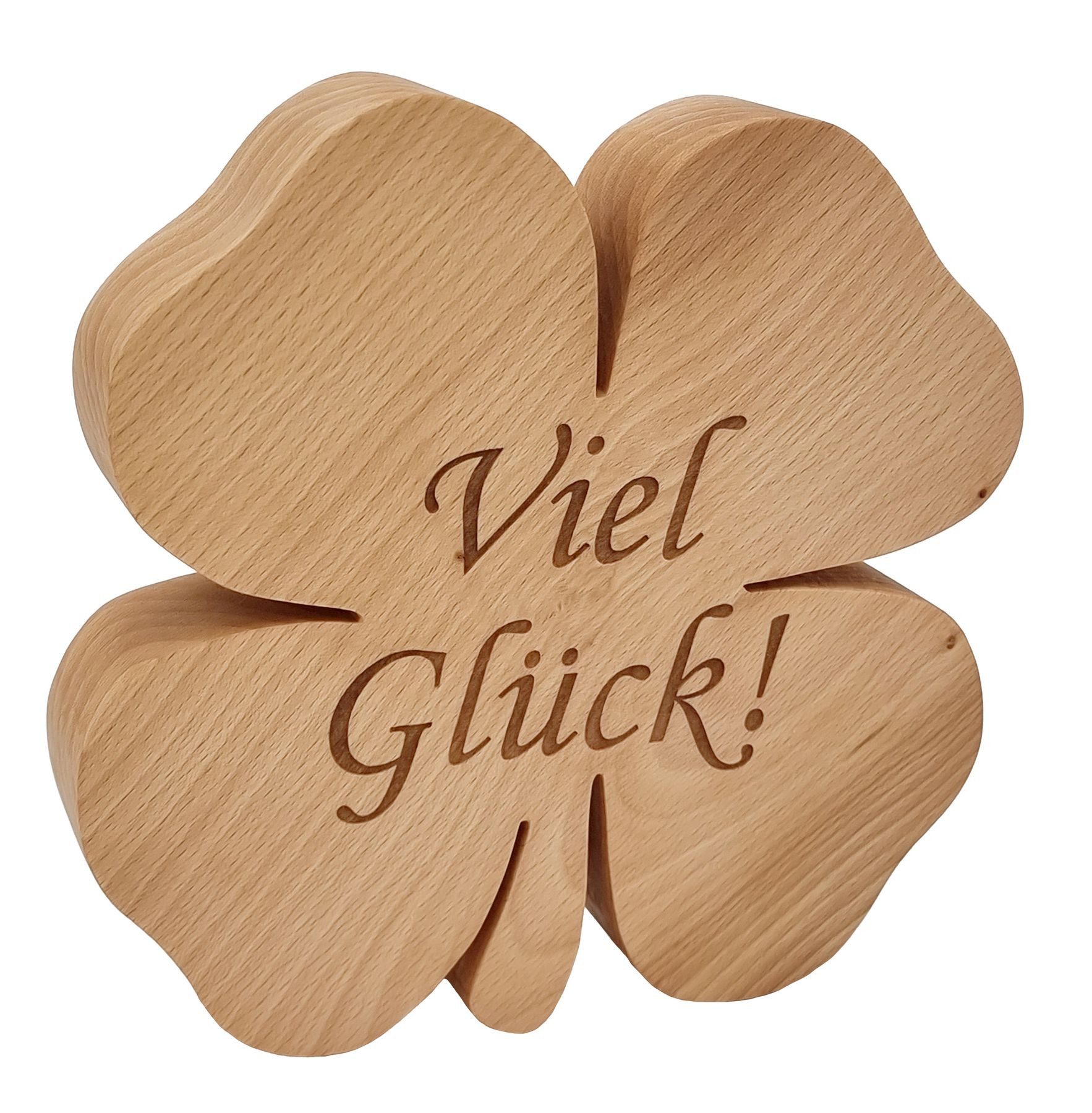 Dekoobjekt Kleeblatt aus Buchenholz Neujahrsdekoration