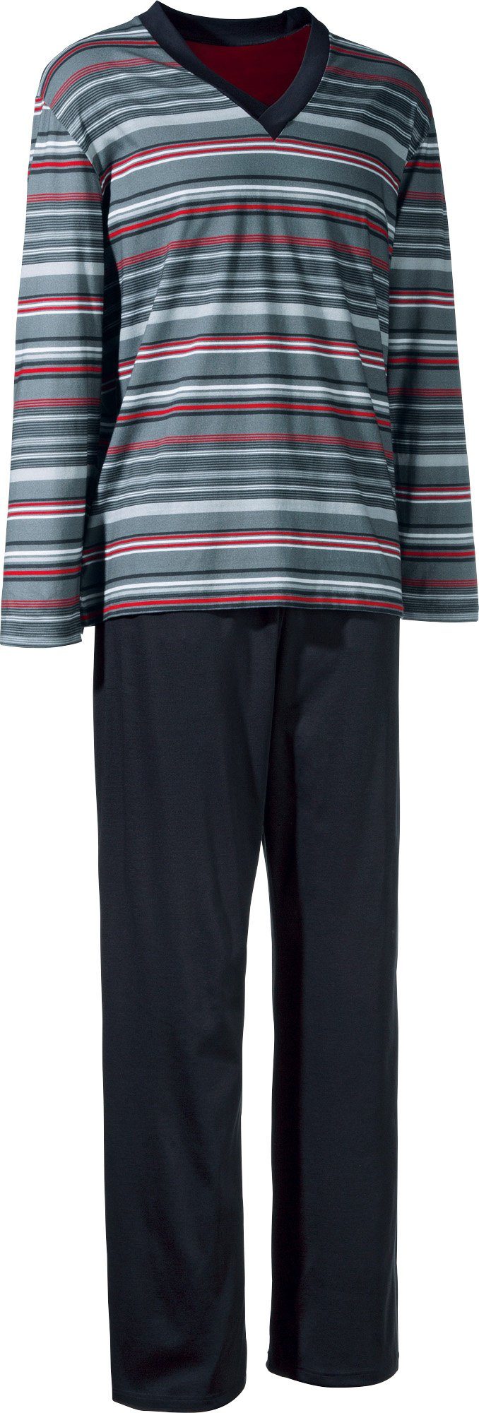 Erwin Müller Pyjama Herren-Schlafanzug Single-Jersey Streifen: gestrick