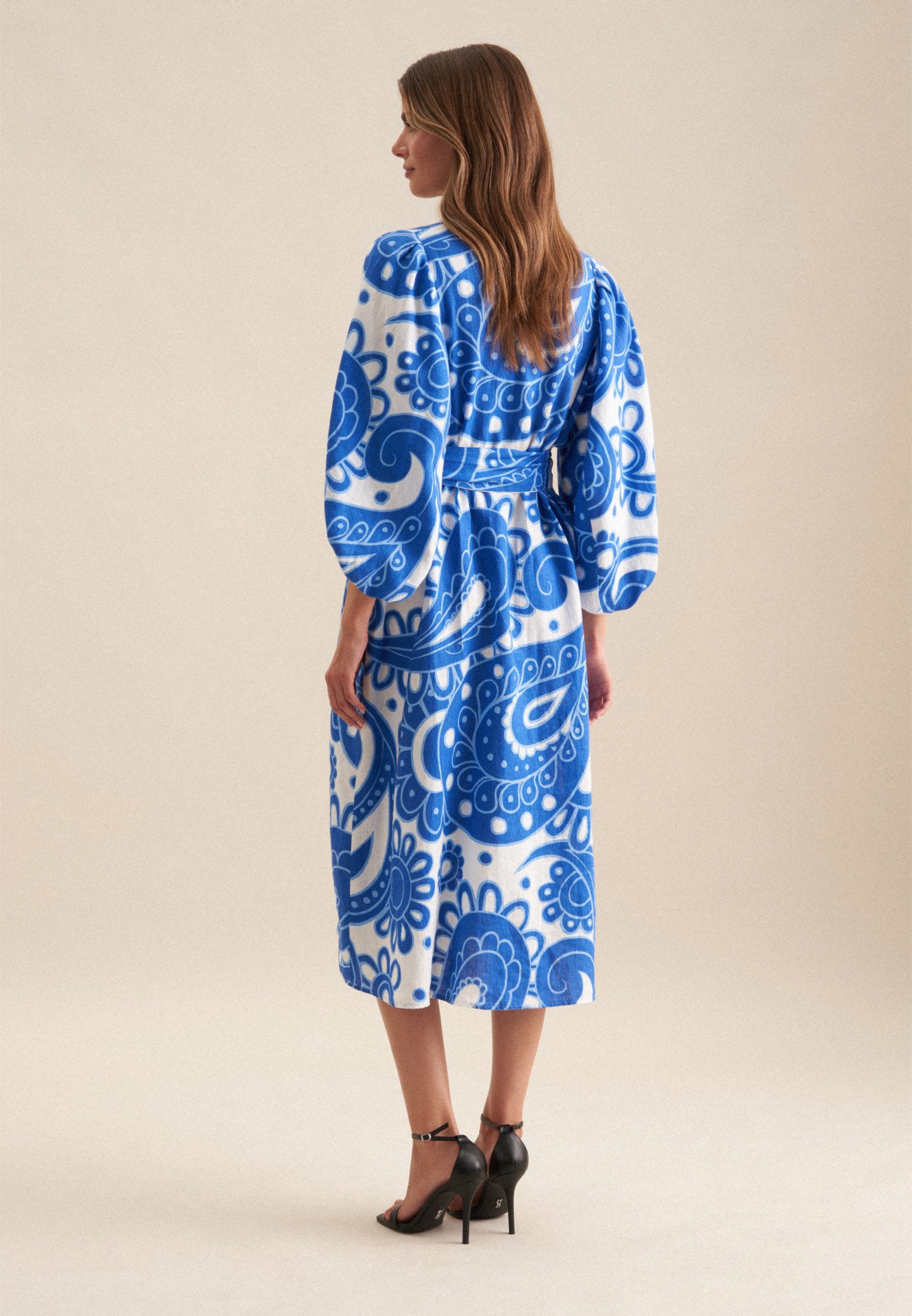 seidensticker Sommerkleid Schwarze Rose 3/4 V-Neck Paisley