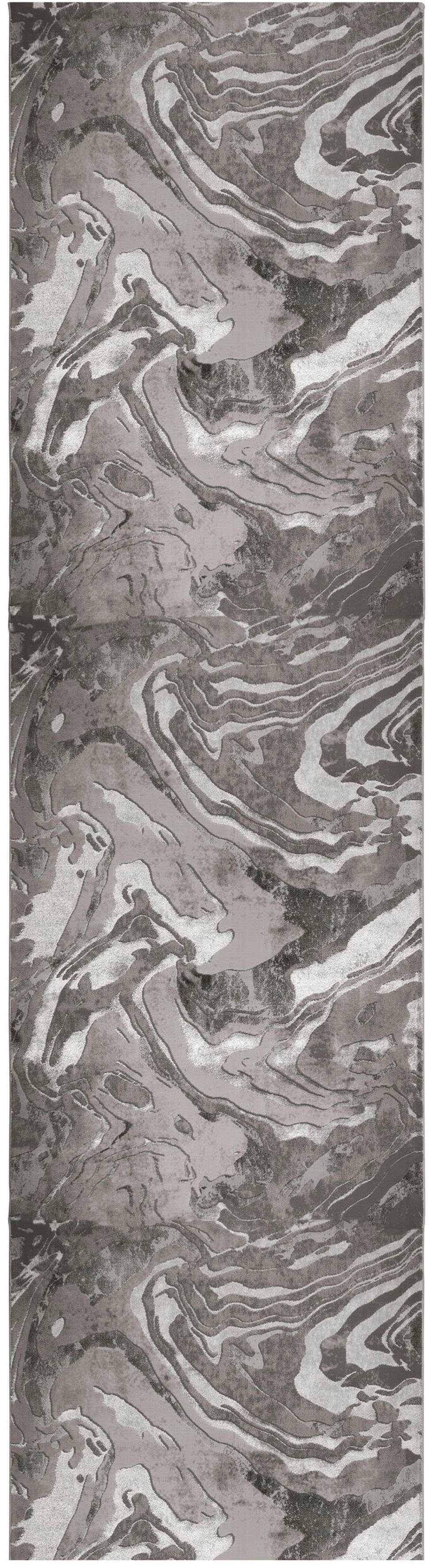 FLAIR RUGS Läufer Marbled, rechteckig, Höhe: 12 mm, dezenter Glanz, mehrfarbig, modernes Marmor-Design, Teppichläufer