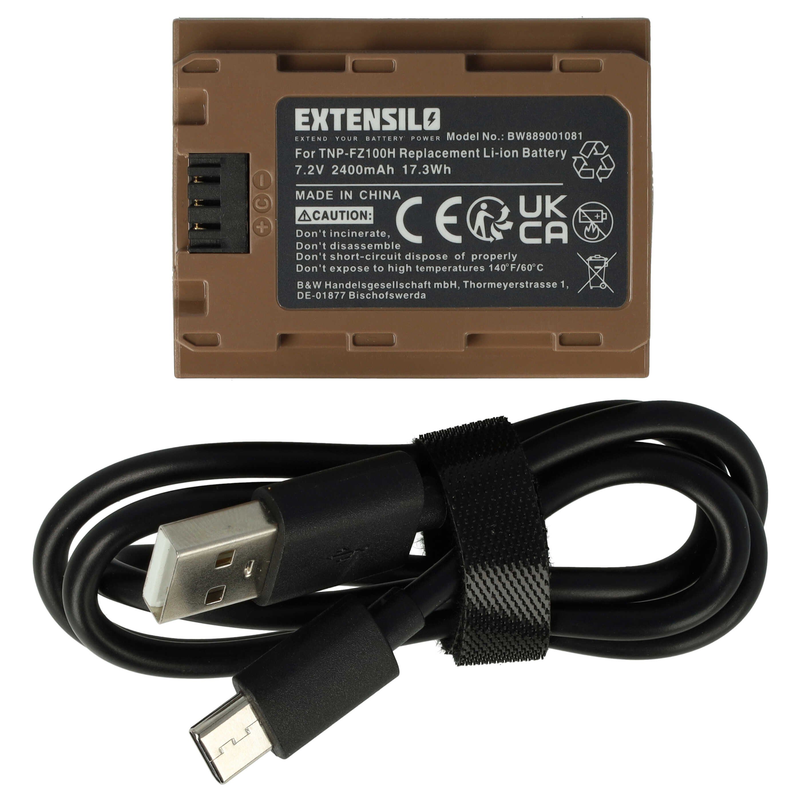 Extensilo Akku passend für Sony ZV-E10 II, ZV-E10M2, ILME-FX2A, ILME-FX3A, Kamera-Akku Akku Li-Ion 2400 mAh (7,2 V, 1 St), Leistungsfähiger Austausch-Akku für Digitalkamera, Spiegelreflexkamera