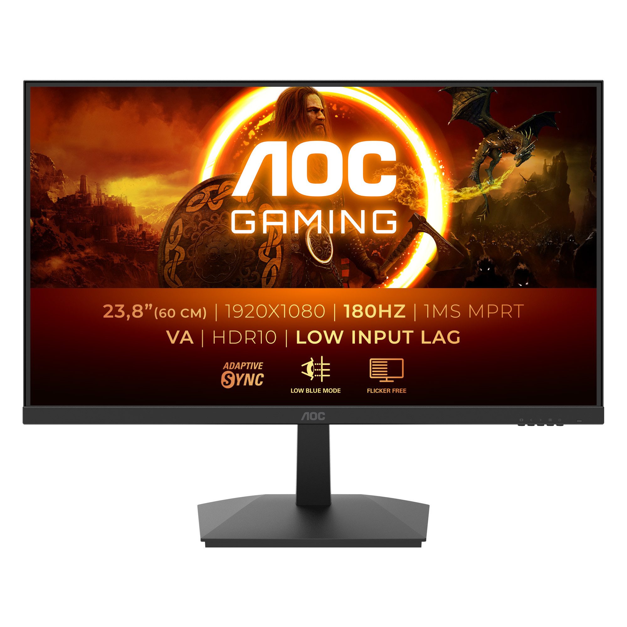 AOC 24G15N2 Gaming-Monitor (60,5 cm/24 ", 1920 x 1080 px, Full HD, 1 ms Reaktionszeit, 180 Hz, VA LED)