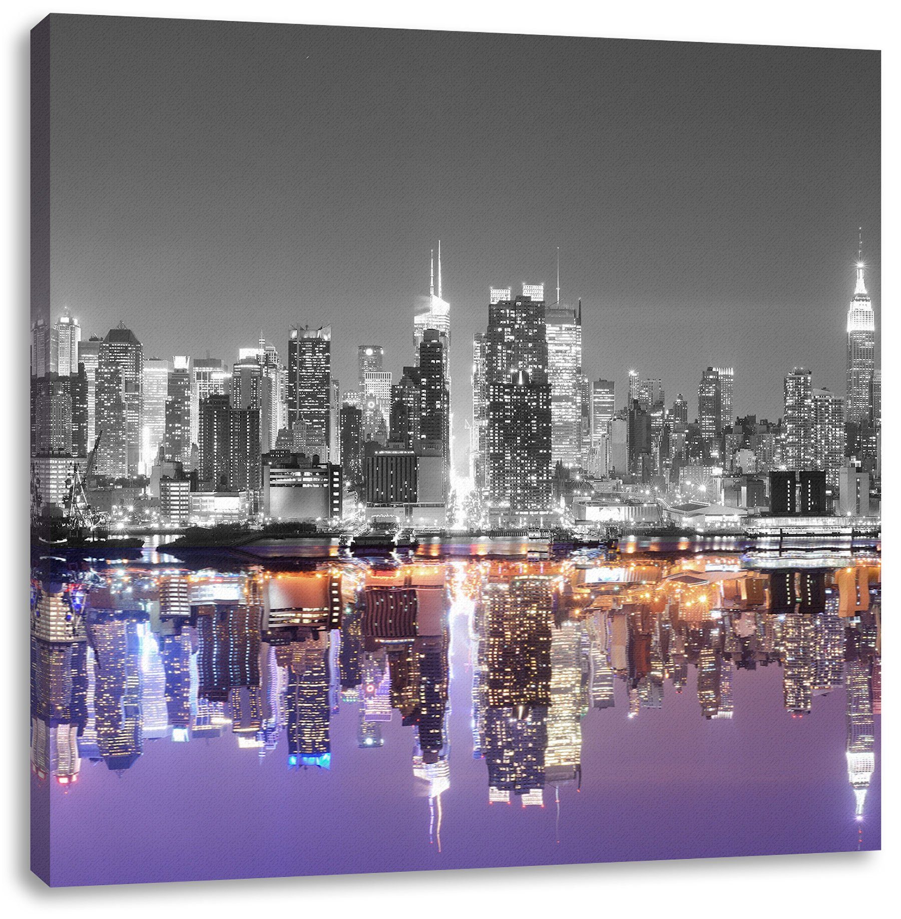 Leinwandbild St), fertig Leinwandbild Zackenaufhänger Skyline (1 Skyline, inkl. Manhattan Manhattan Pixxprint bespannt,