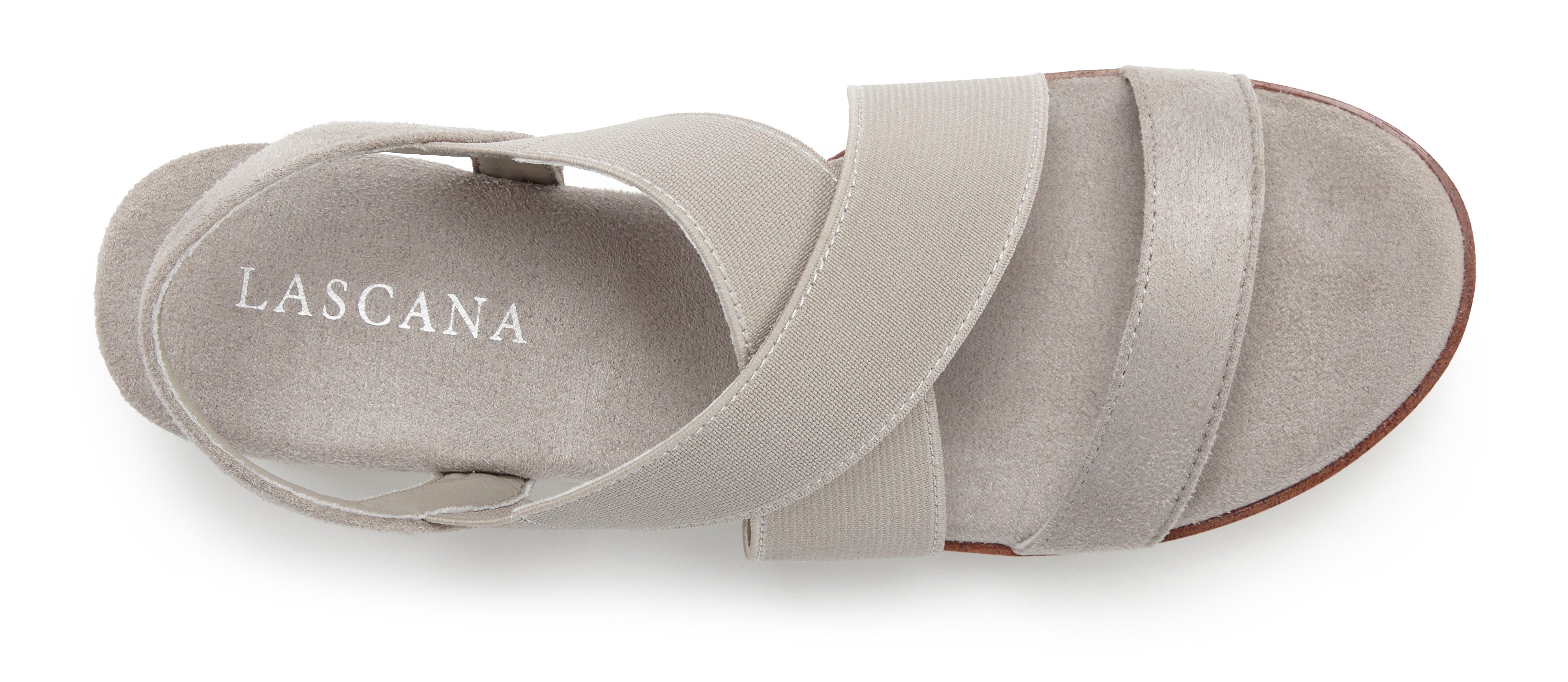 LASCANA Sommerschuh, offener Schuh, Sandale, Sandalette mit elastischen Riemchen VEGAN
