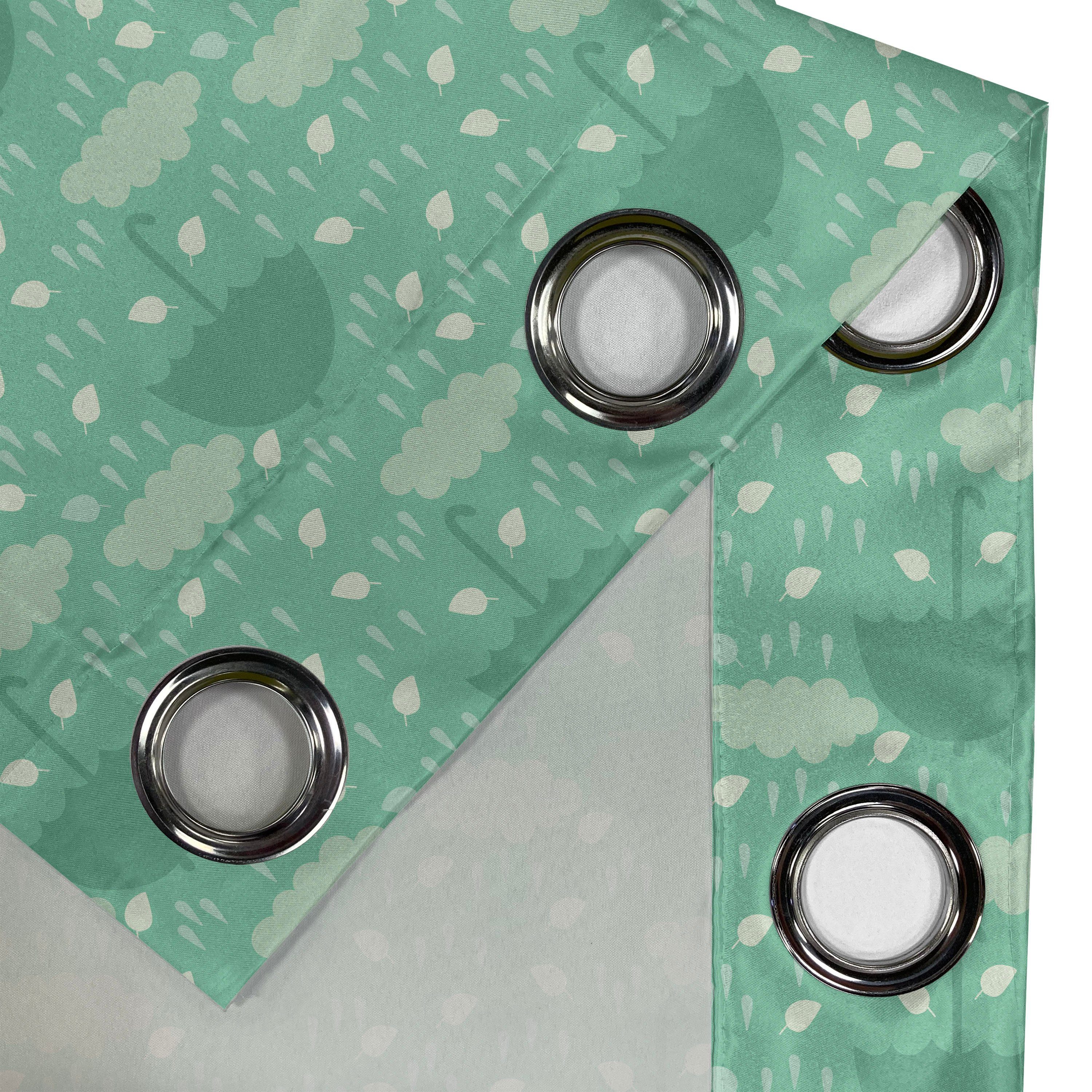 Regenschirm in Gardine Green Abakuhaus, Nasses Dekorative 2-Panel-Fenstervorhänge für Wetter Schlafzimmer Wohnzimmer,