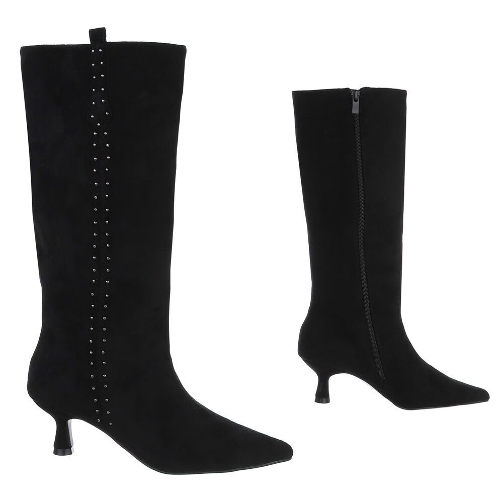 Ital-Design Elegante Damen-Stiefel mit Stiletto und Details Stiefel (90503080) Pfennig-/Stilettoabsatz Stiefel in Schwarz