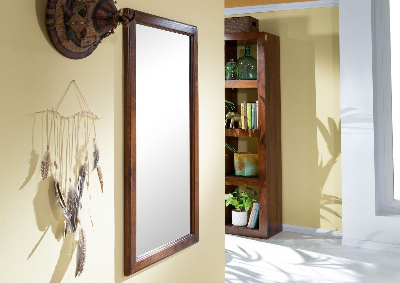 Massivmoebel24 Spiegel (1-St., Spiegel Akazie 115x6x60 nougat lackiert OXFORD #327), Spiegel Akazie 115x6x60 nougat lackiert OXFORD #327