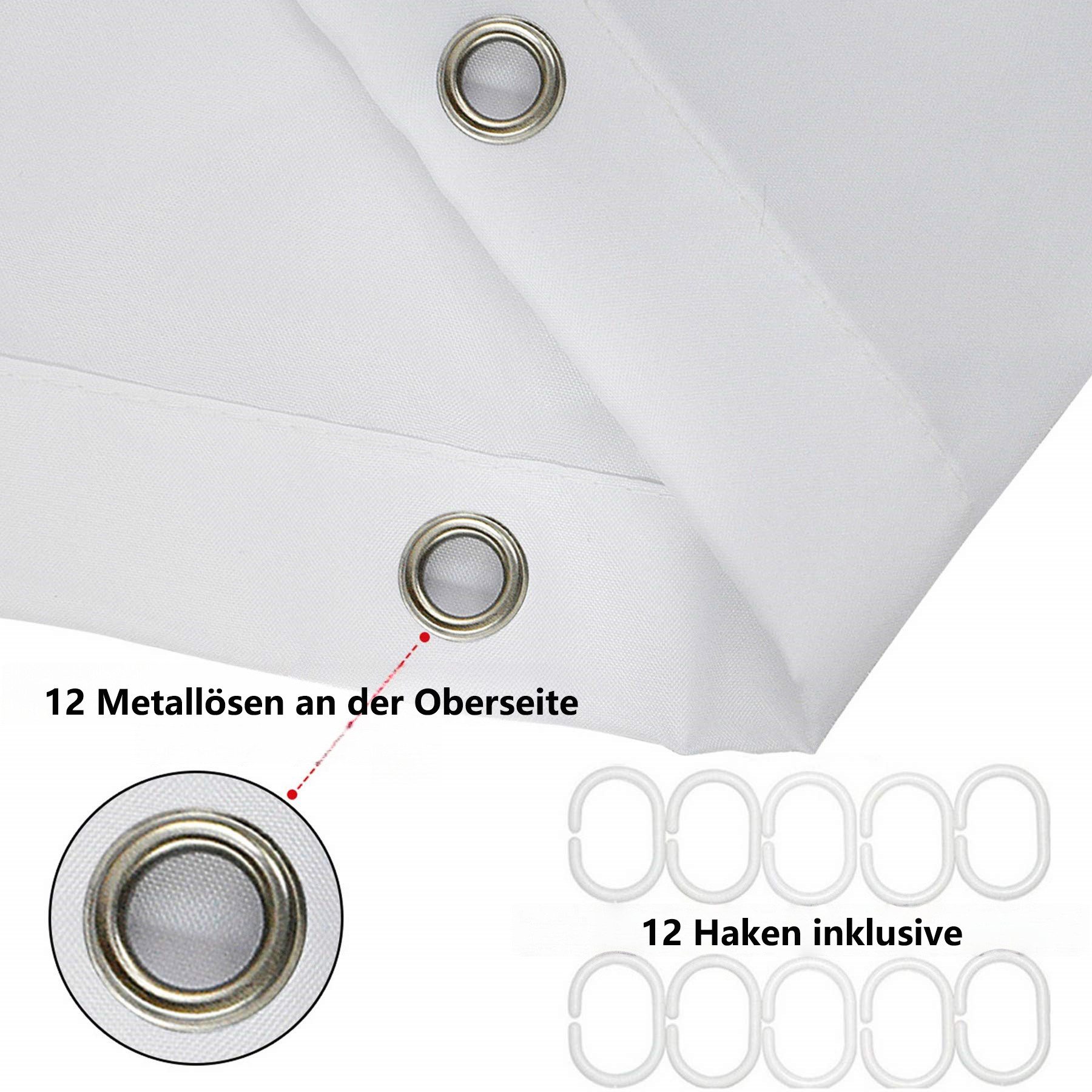 FOUORTUNATE-BEE Duschvorhang Grün und Rosa gestreift Duschvorhang Antischimmel Wasserdicht Breite 180 cm (Badezimmer Vorhänge Moderne Kunst Polyester Stoff, Bad – Bild 5 von 5