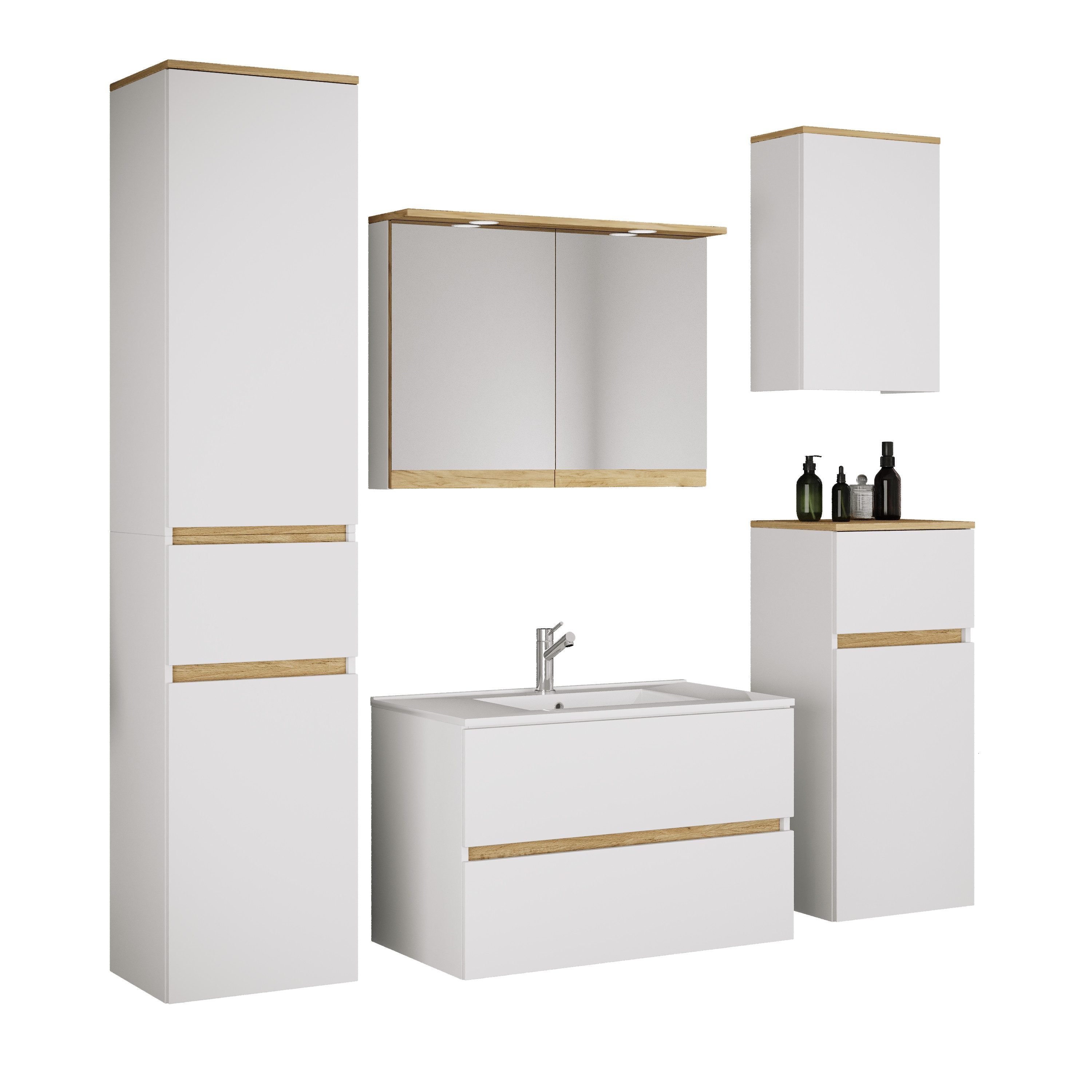 VCM Waschtisch 6 tlg. Badmöbel-Set mit Waschbecken Cosila-I 81 cm (6-St)