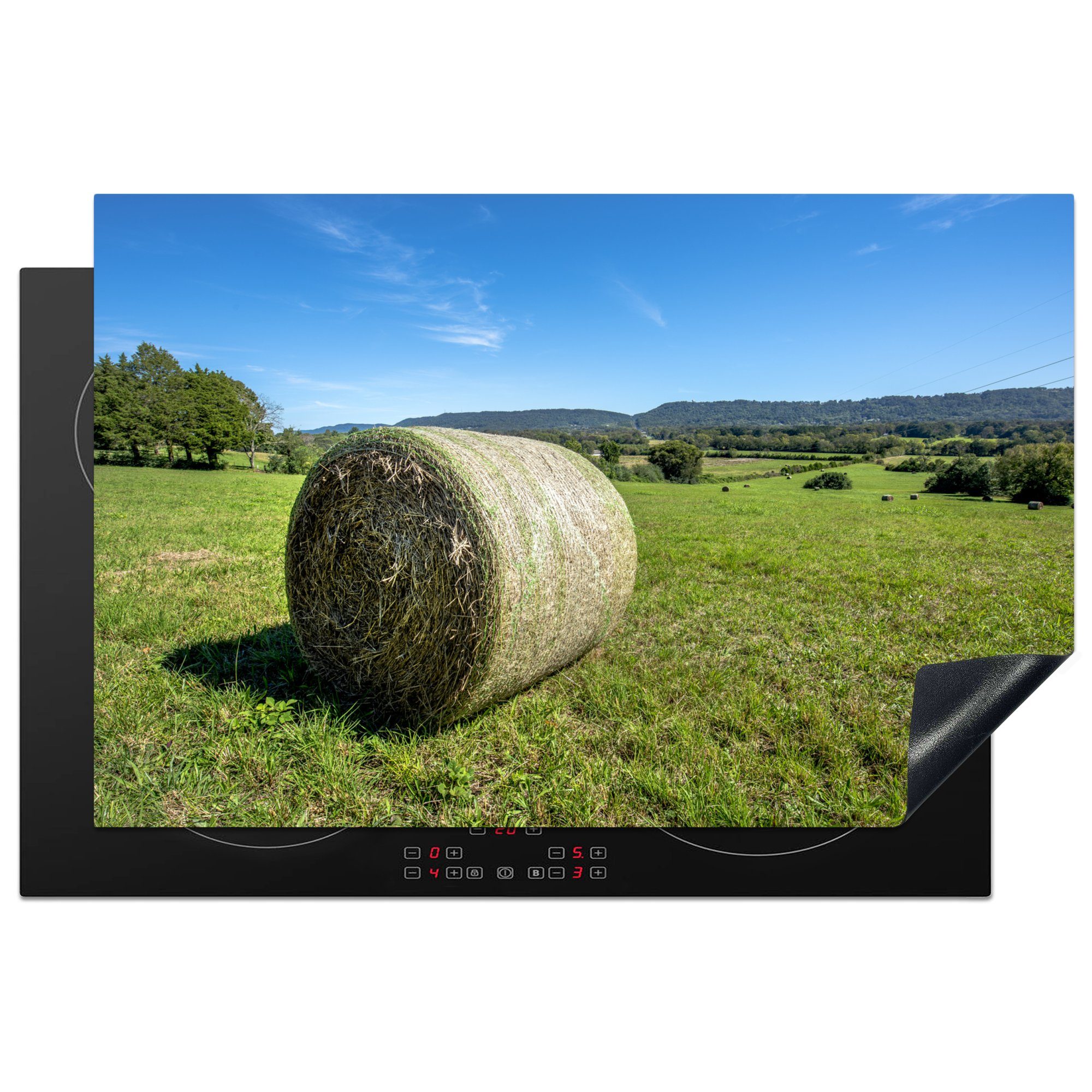 MuchoWow Herdblende-/Abdeckplatte Heuballen für klare Luft, Vinyl, (1 tlg), 81x52 cm, Induktionskochfeld Schutz für die küche, Ceranfeldabdeckung