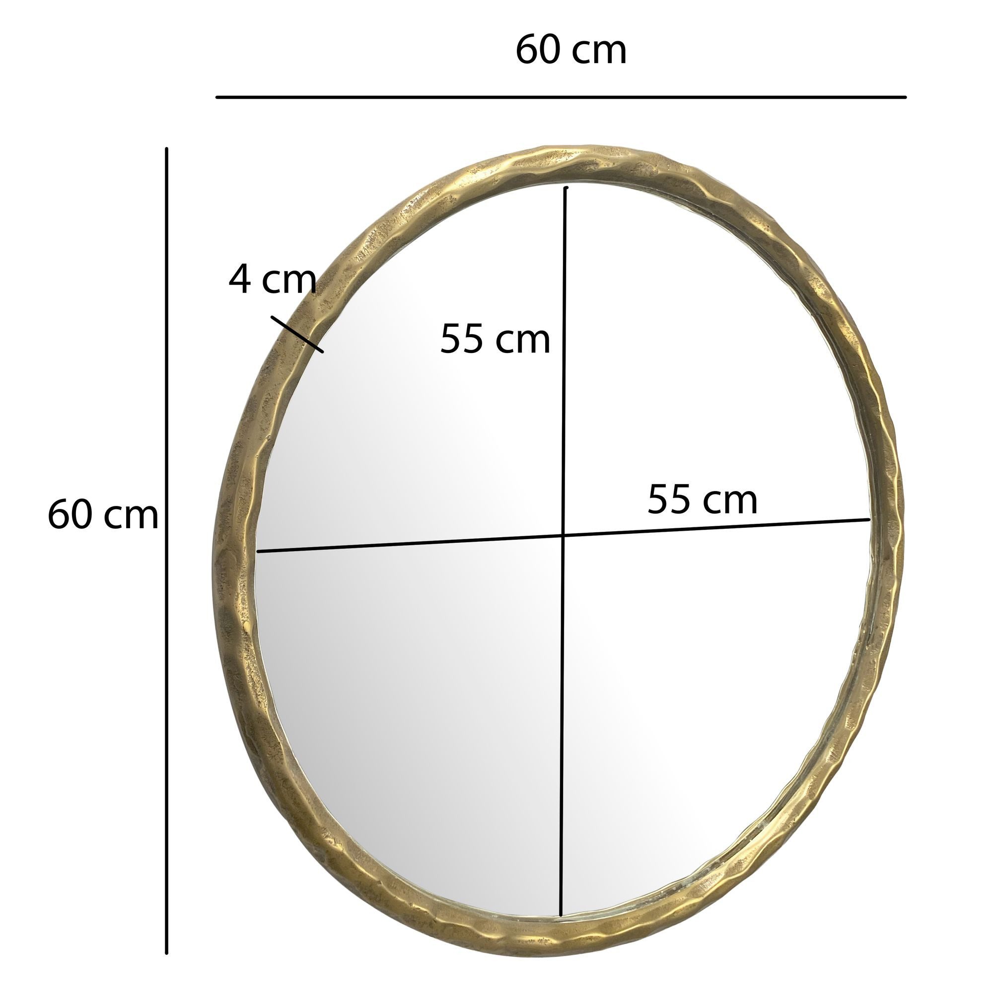 FINEBUY Wandspiegel Flurspiegel Rund Metall 60 cm Spiegel Flur Hängespiegel FB102859 (Dekospiegel Wand Gold mit Rahmen, Rund 60 cm), Flurspiegel Garderobenspiegel, Hängespiegel Modern