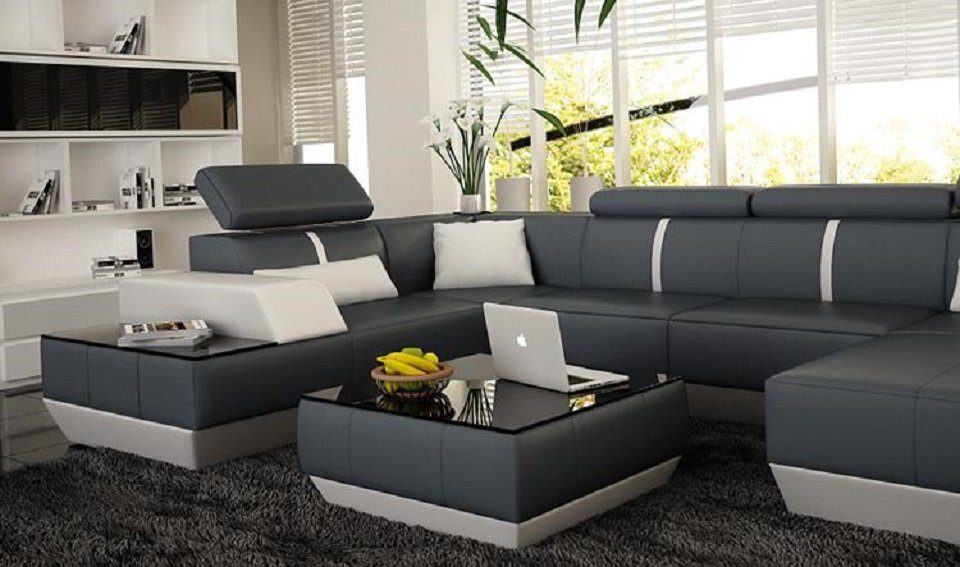 Wohnlandschaft Polster, Ecksofa Europe in U Ecksofa Made Grau Sofa Couch Form Design big JVmoebel