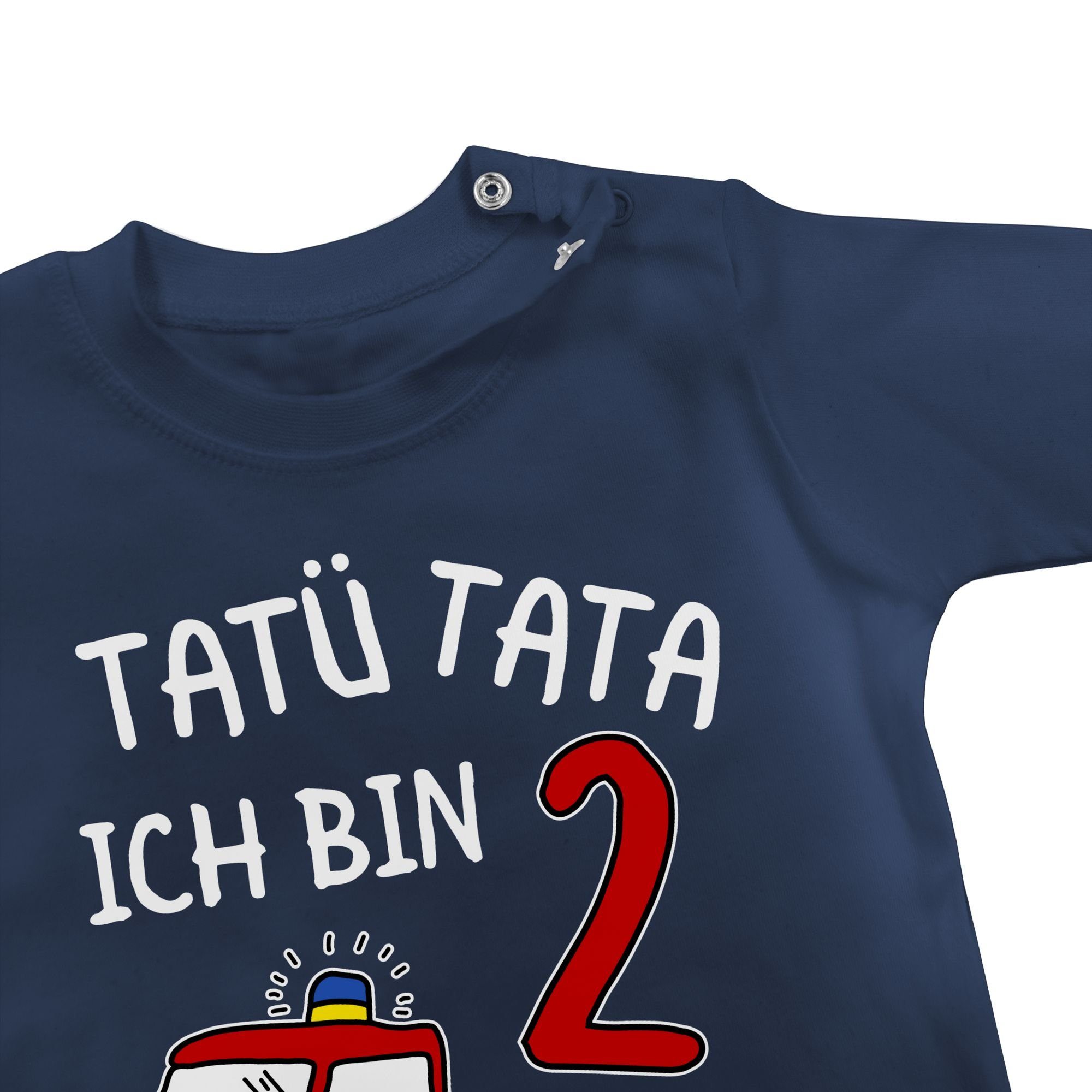 Feuerwehrauto Navy 2. T-Shirt Geburtstag zwei Blau bin Ich 1 Shirtracer Tatü Tata