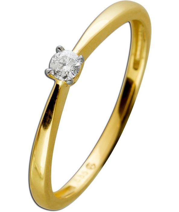 Ch.Abramowicz Goldring Solitär Ring Gelbgold 585 14 Karat 1 Brillant 0 08ct W/SI 17 (1-tlg)