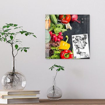 DEQORI Magnettafel 'Schiefertafel mit Gemüse', Whiteboard Pinnwand beschreibbar