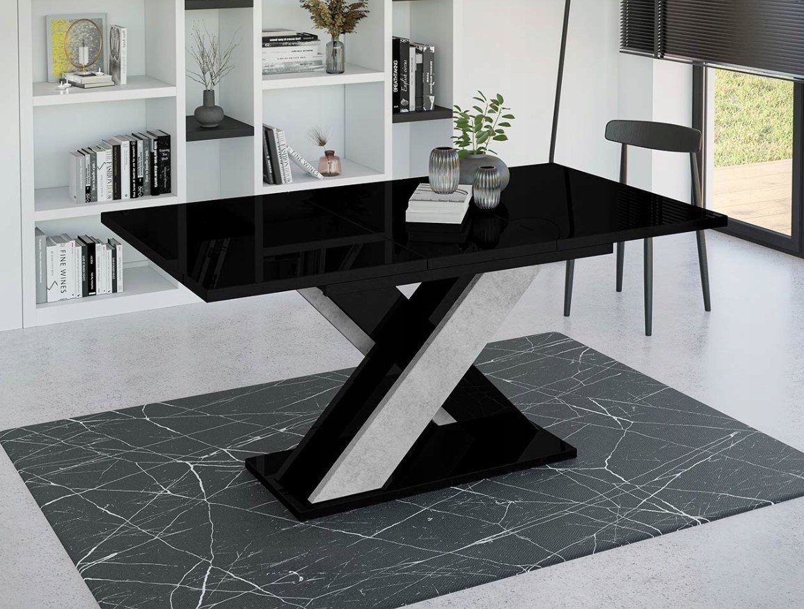 Hochglanz/Beton und eine Ergänzung funktionale Tisch schwarz - pressiode moderne Esstisch Ausziehbarer XAO