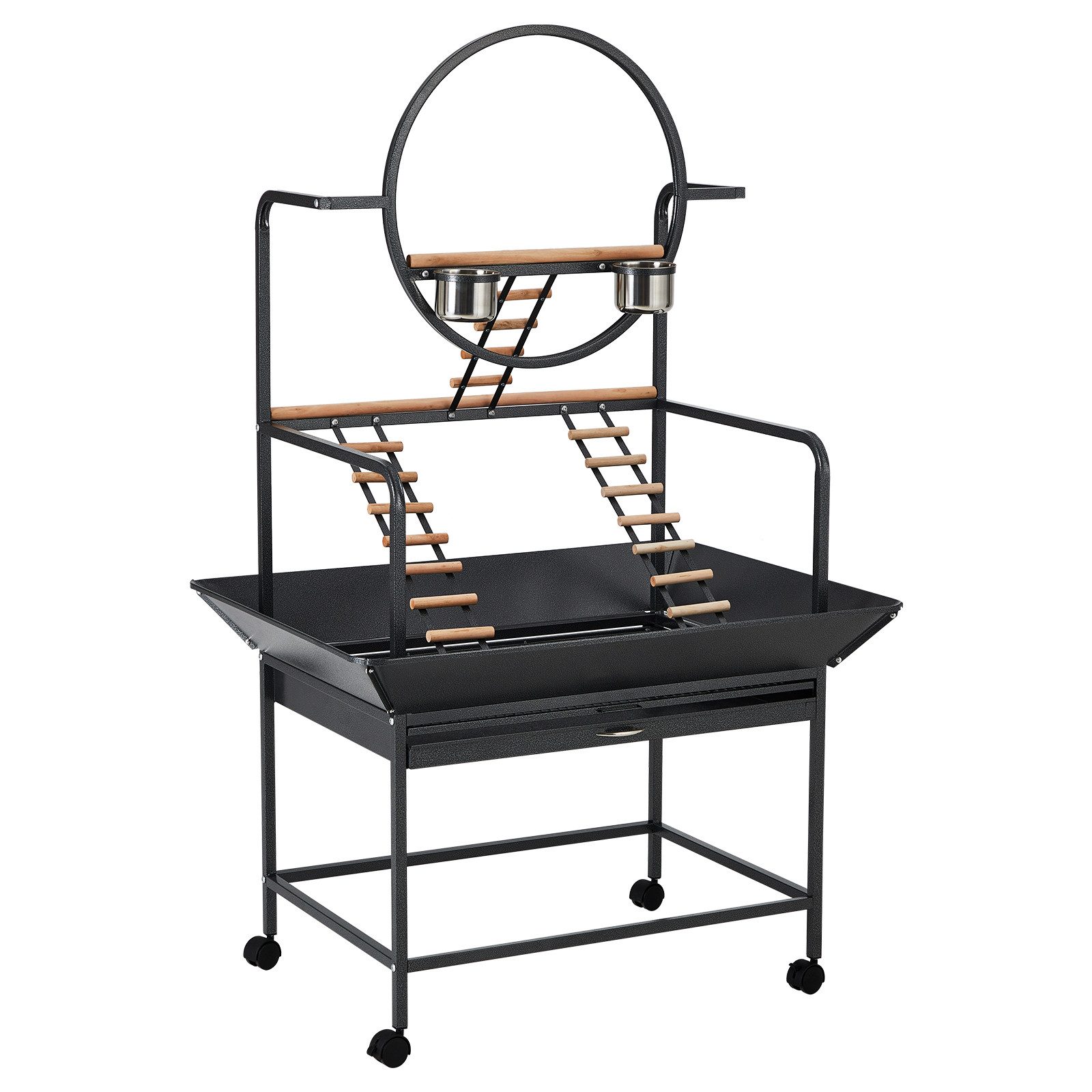 GarveeMore Vogelkäfig Vogelspielplatz mit Sitzstangen und Leitern, 167 cm Höhe, für Papageien, Sittiche und Wellensittiche