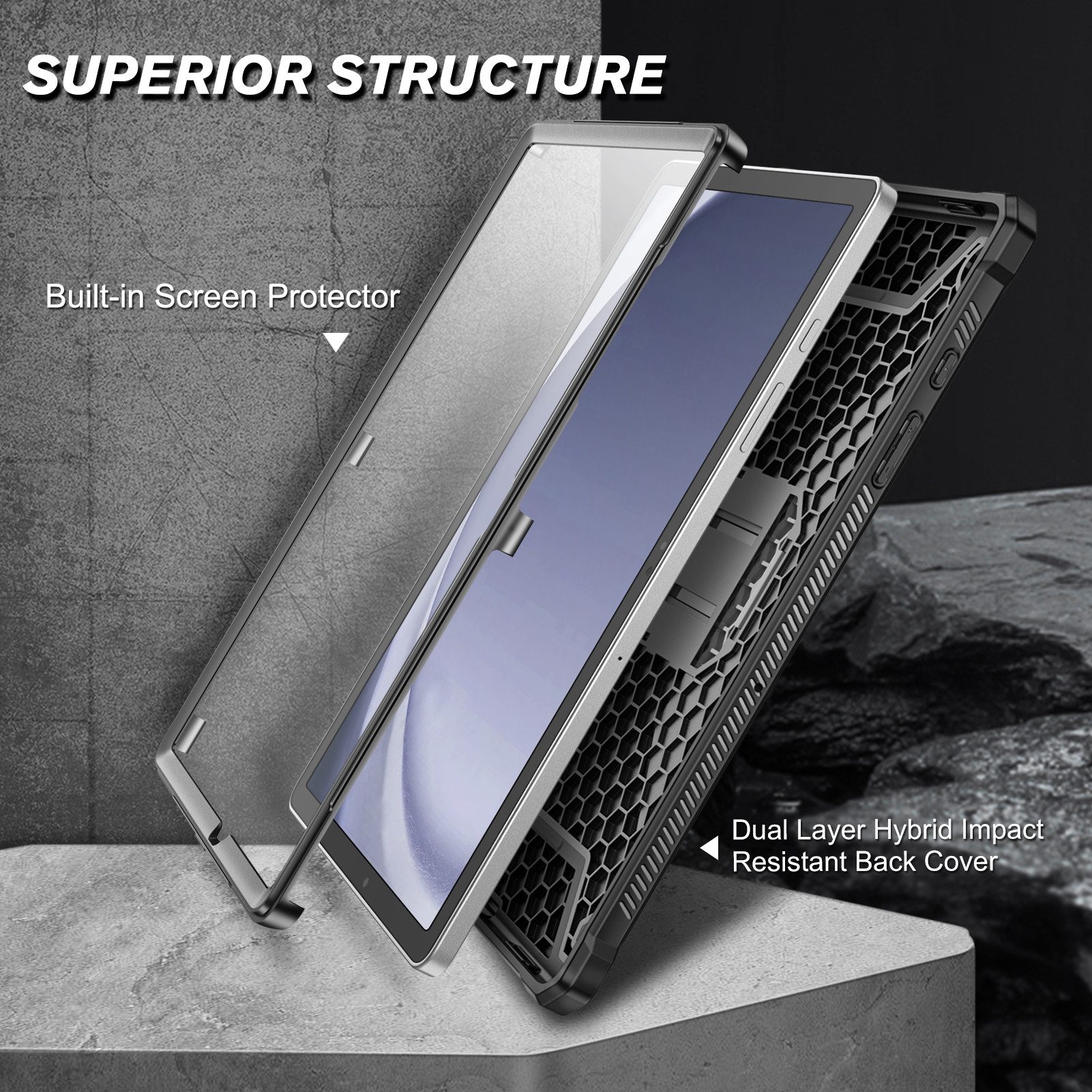Fintie Tablet-Hülle Samsung Galaxy Tab A11+ Plus 11" 2025 / Tab A9+ Plus 11 Zoll 2023 11 Zoll, Ganzkörper-Rugged Hybrid Stand Schutzhülle mit eingebauter Schutz – Bild 4 von 5