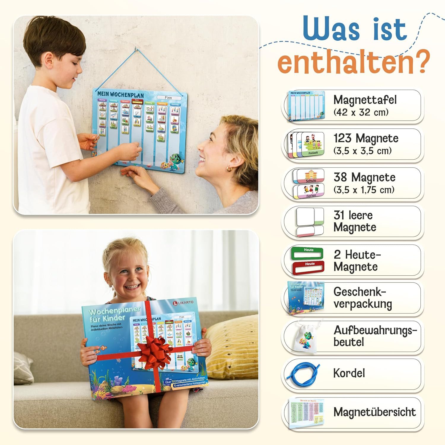 Likarto Magnettafel LIKARTO Magnetischer Wochenplaner Blau – Bild 5 von 5