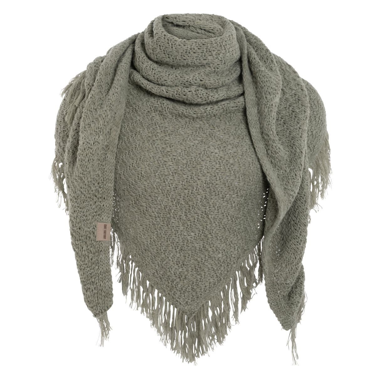 Knit Factory Strickschal Amber Dreiecksschal Urban Green, (1-St), Schal Halstuch Dreiecksschal Tuch Strickmode