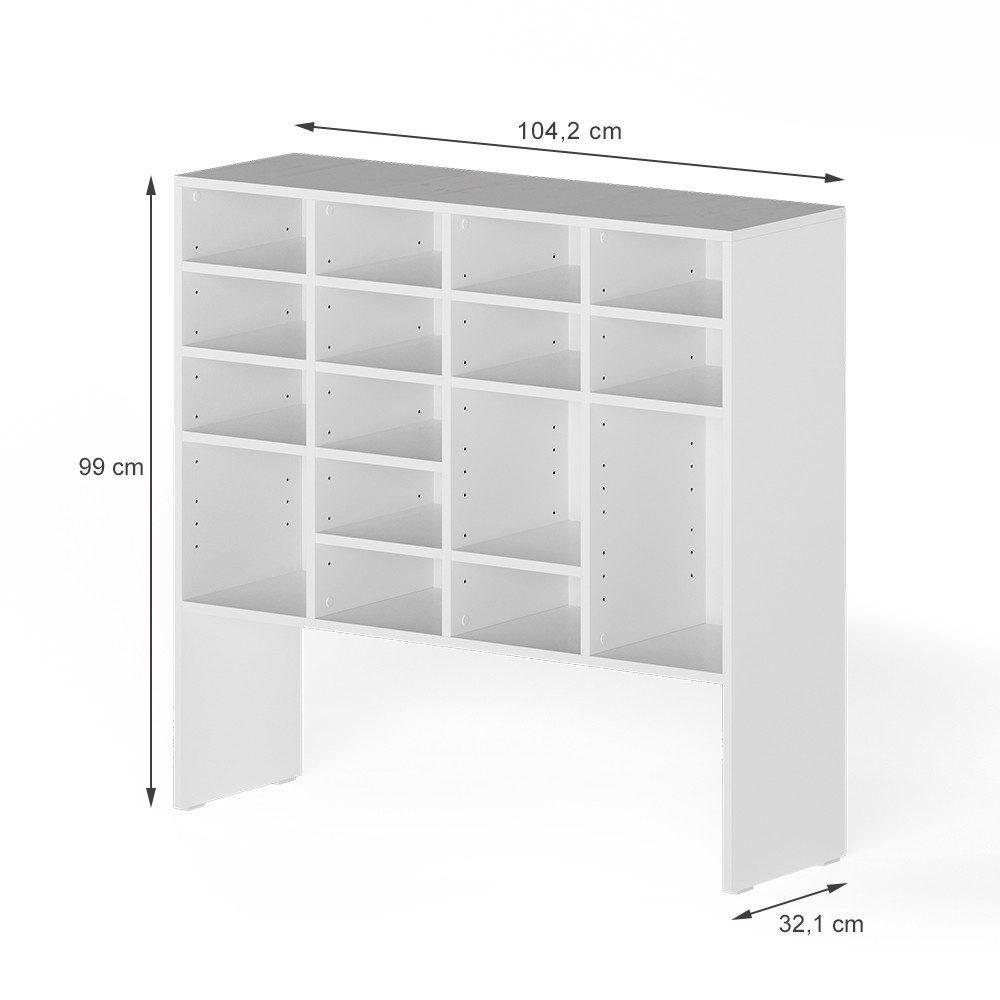 Vicco Schuhregal Hermia, Weiß, 104.2 x 99 cm mit 16 offenen Fächern, 1-tlg.