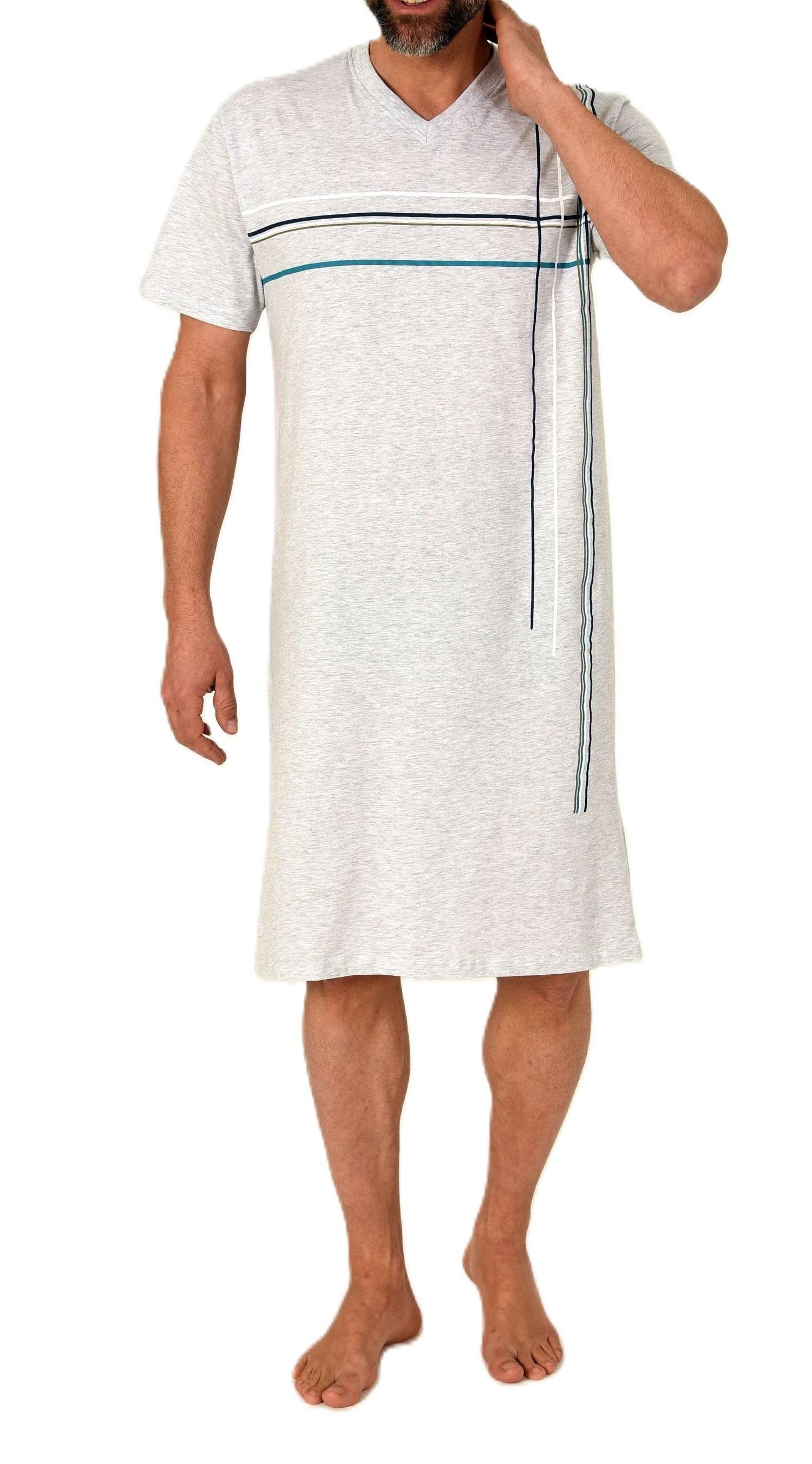 Normann Pyjama Normann Herren kurzarm Nachthemd mit eleganten Frontprint