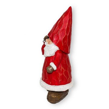 colourliving Weihnachtsfigur Weihnachtsmann Figur mit Stern in Holz-Optik 21cm, Handbemalt, Holzschnittoptik, auch als Fensterdeko geeignet