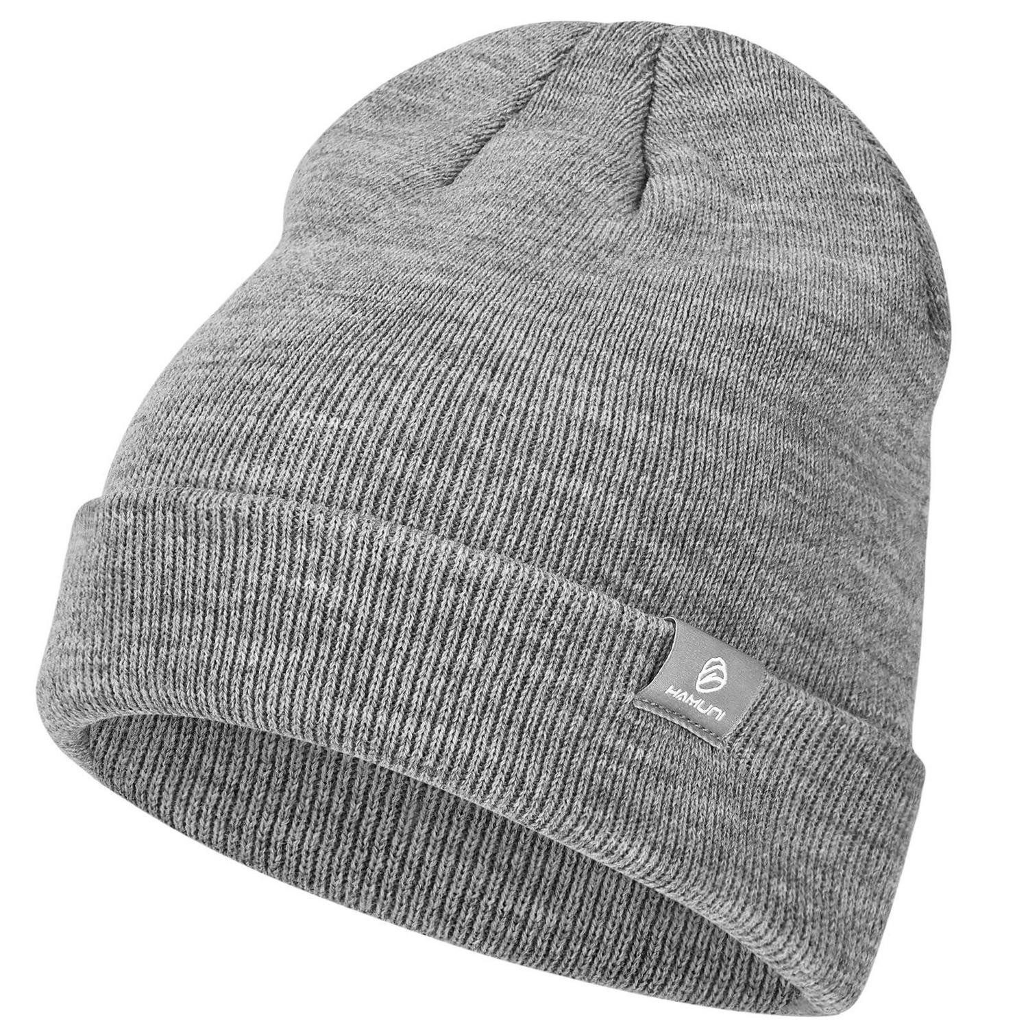 Strickmütze Beanie Herren Damen Unisex Winter Strickmütze Acryl Hellgrau