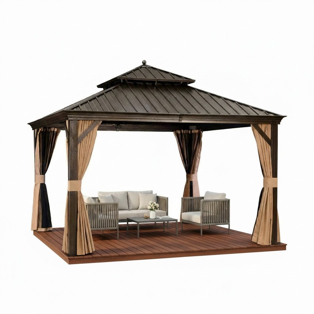 PURPLE LEAF Pavillon Außenbereich Alu Gartenpavillon mit Stahldach Hardtop und Seitenteile, Winterfester und wasserdichter Pavillon