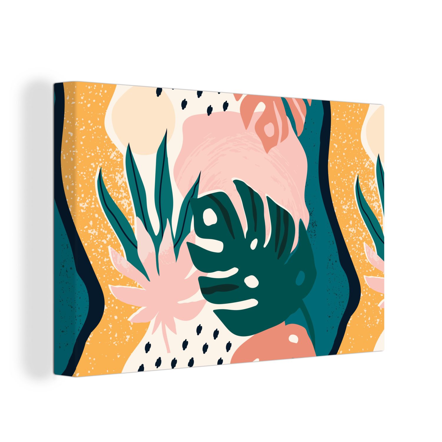 OneMillionCanvasses® Leinwandbild Blätter - Farben - Muster, (1 St), Wandbild Leinwandbilder, Aufhängefertig, Wanddeko, 30x20 cm