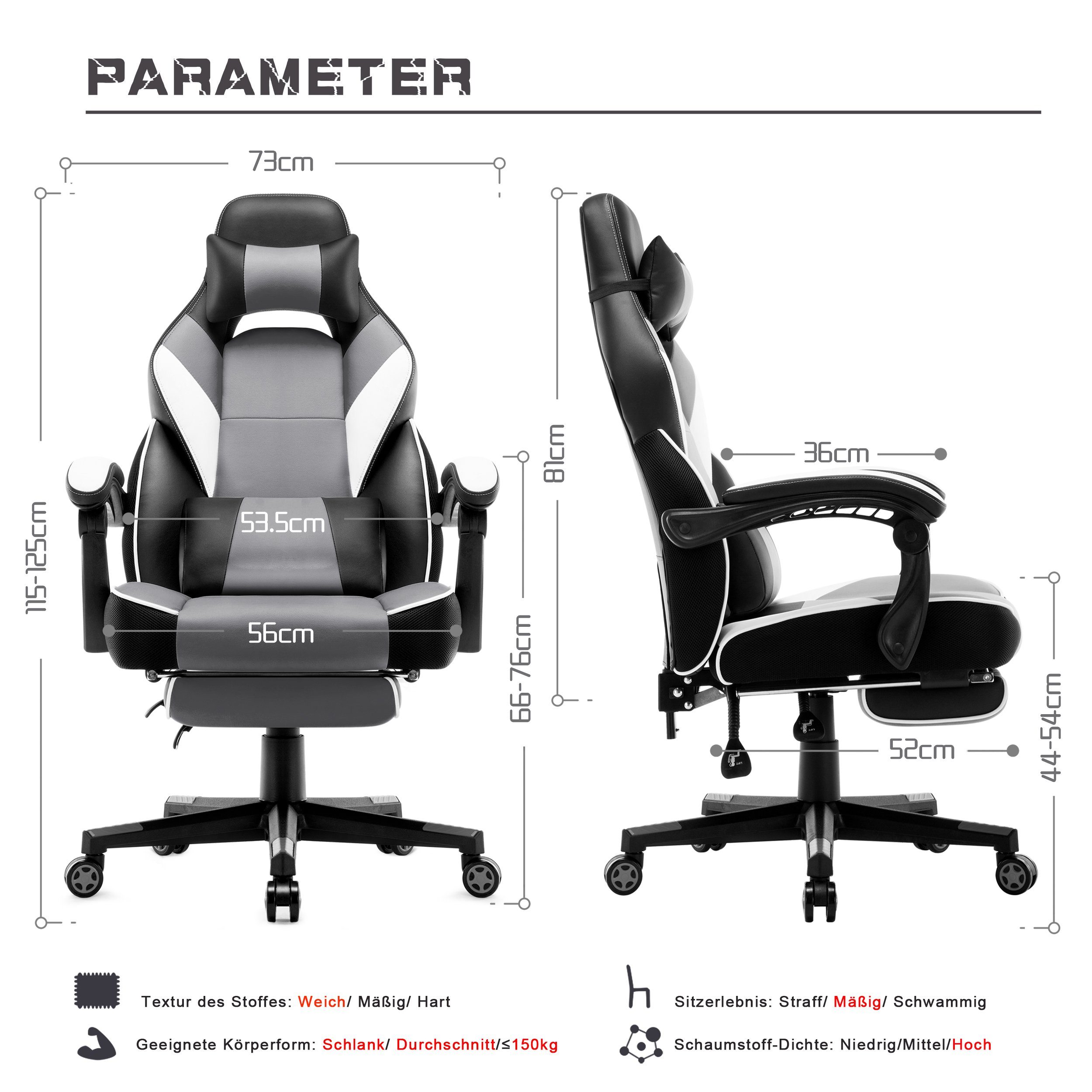 Intimate WM Heart Gaming-Stuhl Ergonomisch Drehstuhl mit Fußstütze und vers günstig online kaufen