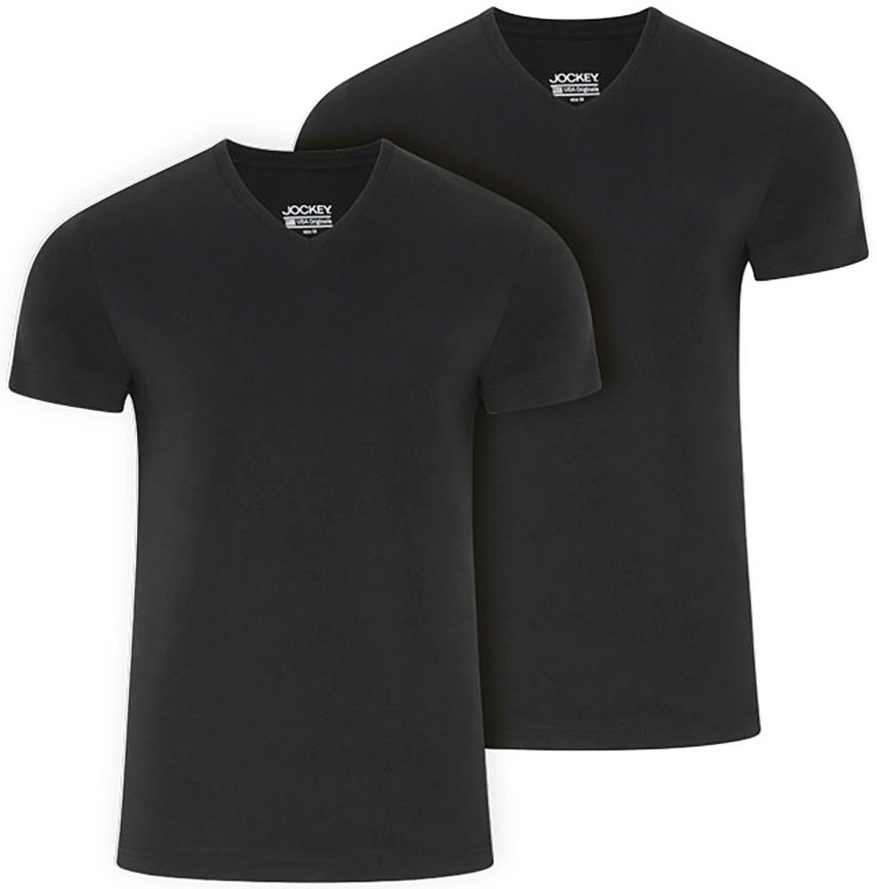 Jockey V-Shirt American V-Neck Shirt (2er Pack) lockere Passform, flache Nähte, kurze Ärmel, weich