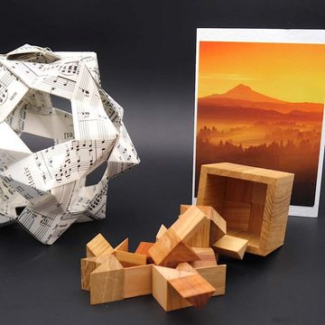 ROMBOL Denkspiele Spiel, Knobelspiel 3/4 Cube - hochwertiges Denkspiel aus 8 unkonventionellen Holzteilen, Autorenspiel