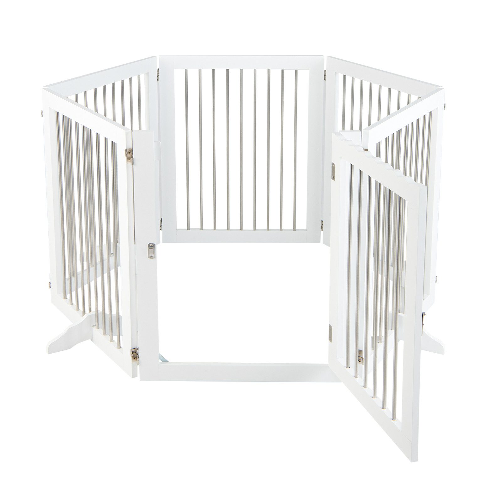 COSTWAY Hundegitter (6 St), mit Tür & 4 Stützfüßen, 80cm hoch