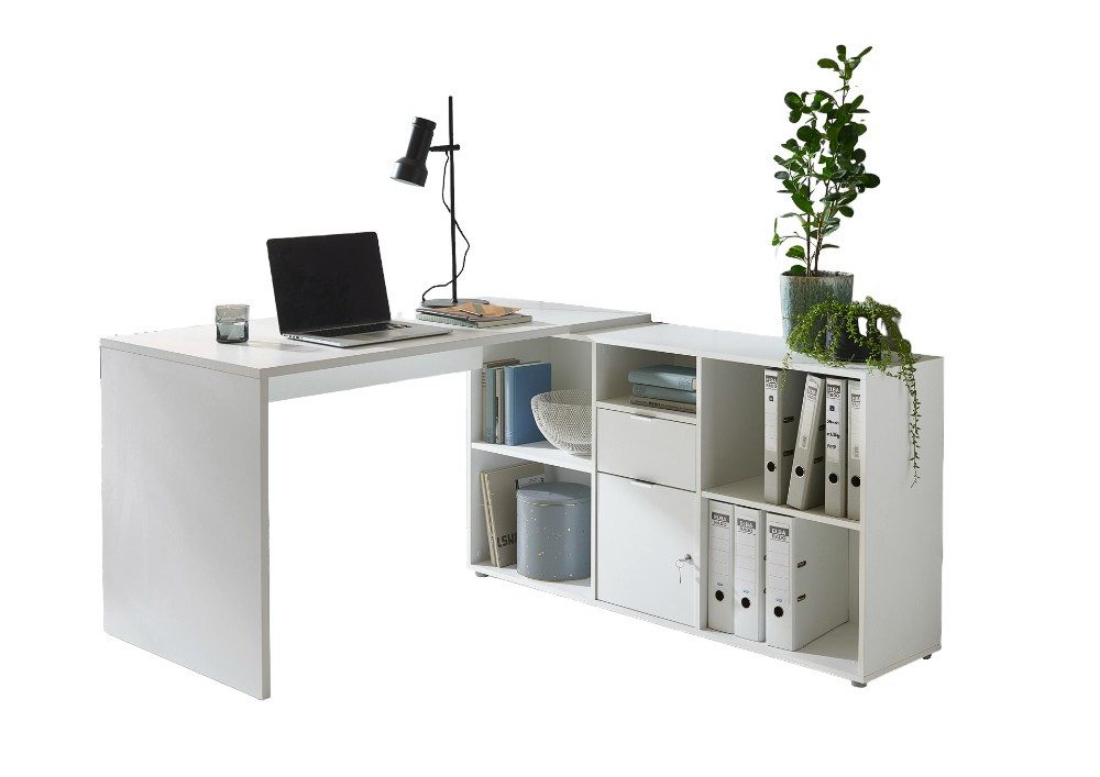 BMG Möbel Eckschreibtisch Lena (mit abschließbarer Tür, Computertisch, Wink günstig online kaufen
