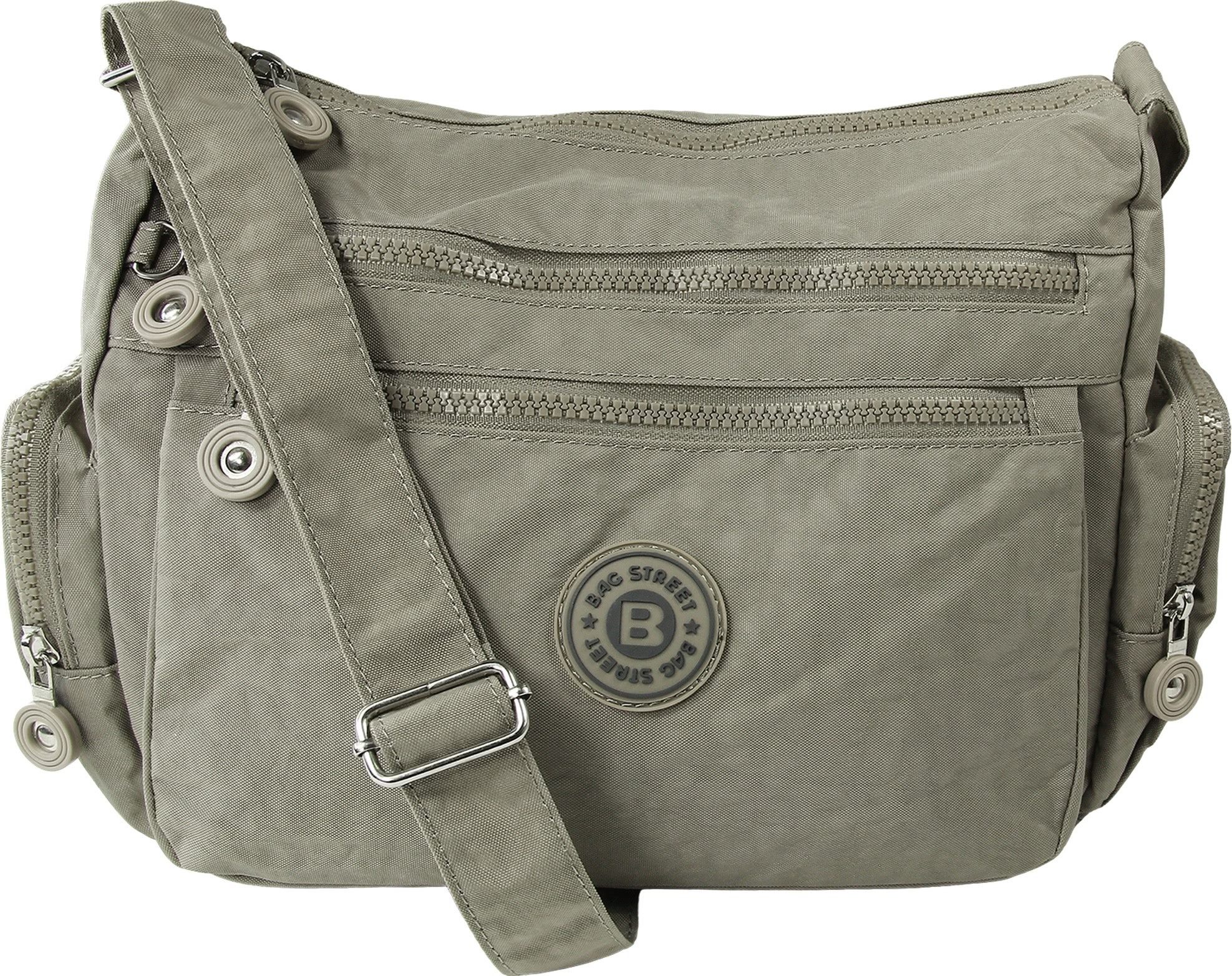 BAG STREET Schultertasche Bag Street Nylon stone Sportliche Damen (Schultertasche), Damen, Jugend Schultertasche Nylon, stone-grau-braun 30cm x ca. 22cm