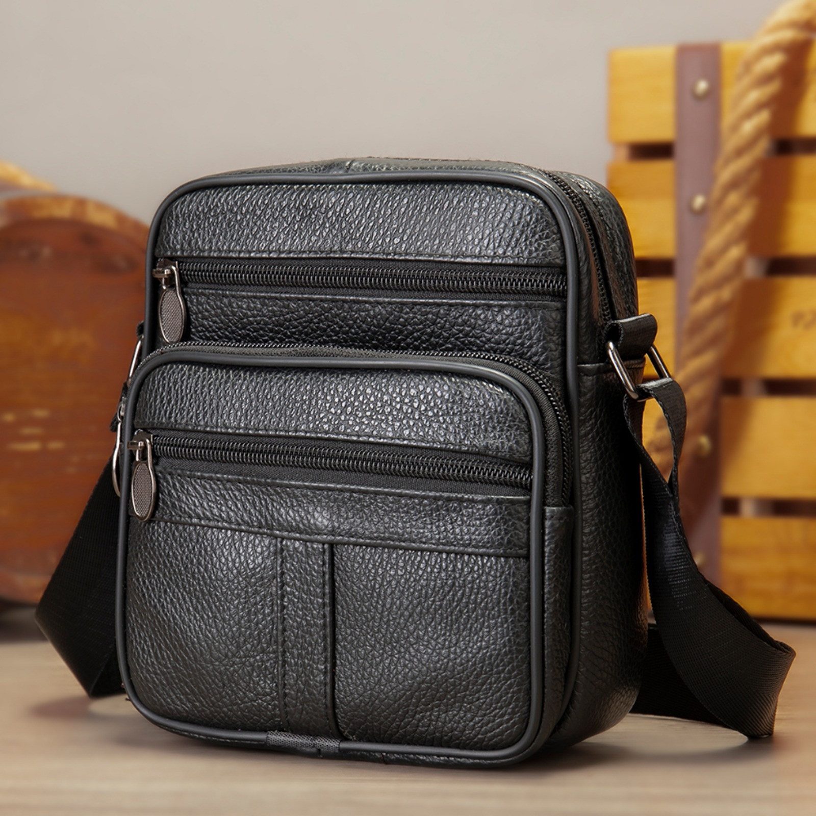 YUBRO-STUDIO Umhängetasche Herren Leder Echtleder Crossbody günstig online kaufen