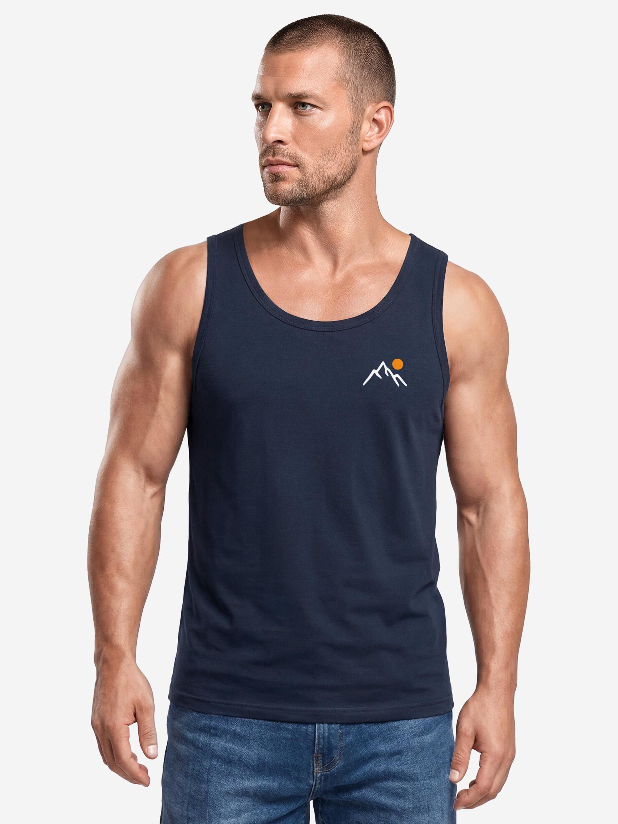 Neverless Tanktop Tanktop Herren mit Grafik-Print - Design Mountain Sun- Trägershirt mit Print