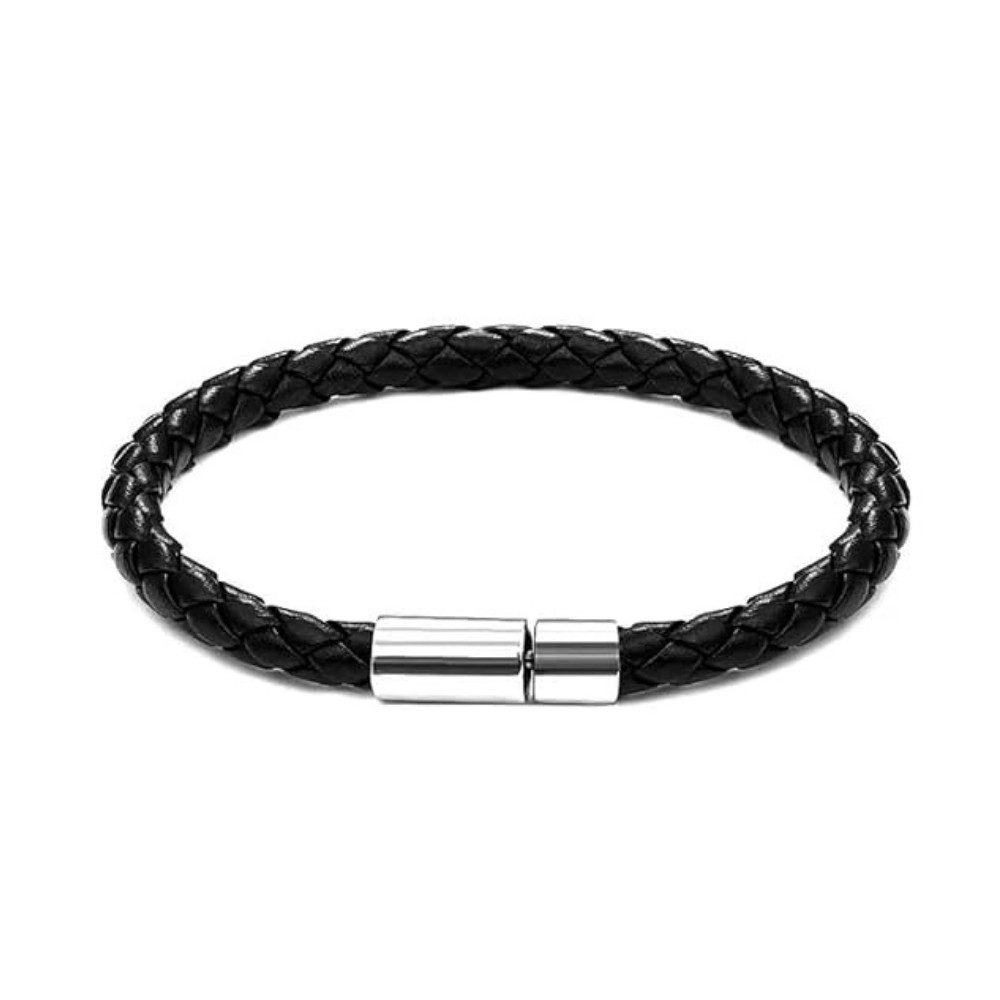 YouBella Armband Lederarmband Herren – Schwarz – Nickelfrei & Retro Stil (Armband, Schwarzes Lederarmband für Männer & Jungen mit Schiebeverschluss)