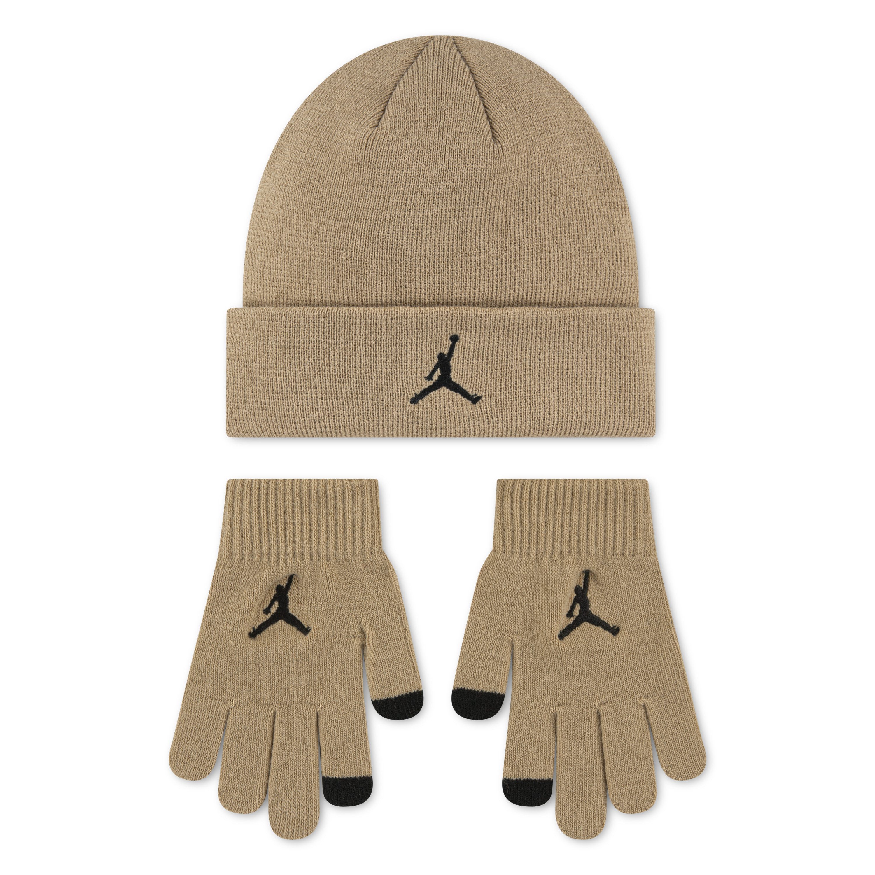 Jordan Beanie JAN JORDAN ESSENTIALS BEANIE S (2-St) für Kinder, 2-teiliges Set, mit Logostickerei, unifarbene Optik