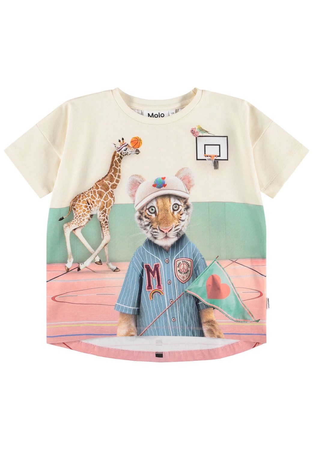 Molo T-Shirt MOLO T-Shirt Raeesa creme mit Tierprint Tiger Katzen Giraffe