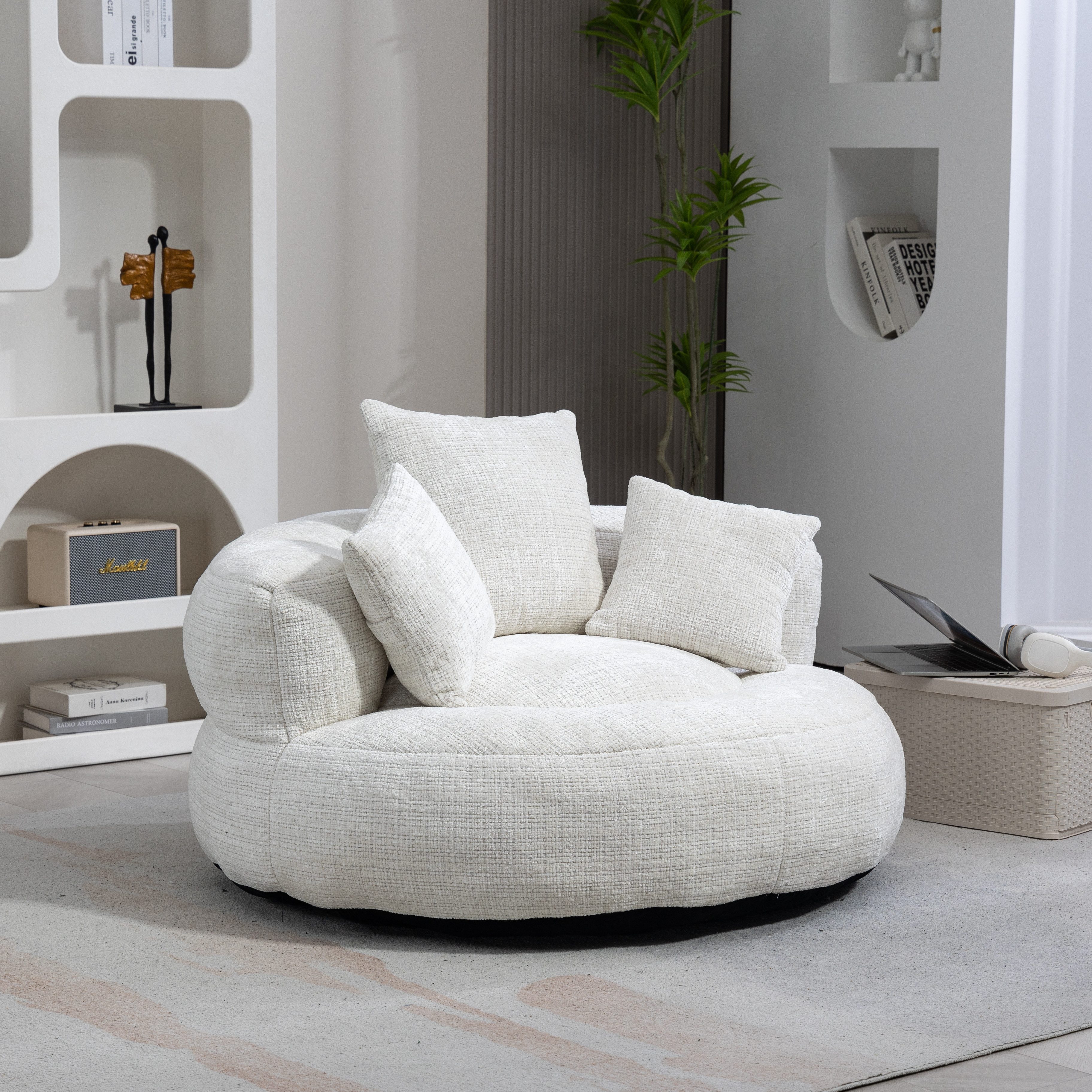 STILVORA Relaxsessel Indoor & Outdoor Sitzsack bean bag sofa mit hohen Rücken,Lazy Sofa (Lazy Sofa mit hohem Rücken und 3 Kissen – Ergonomischer Sitzsack für Erwachsene & Kinder, Chenille-Stoff, für Wohnzimmer, Büro & Schlafzimmer, Komfortabler Lounger, G
