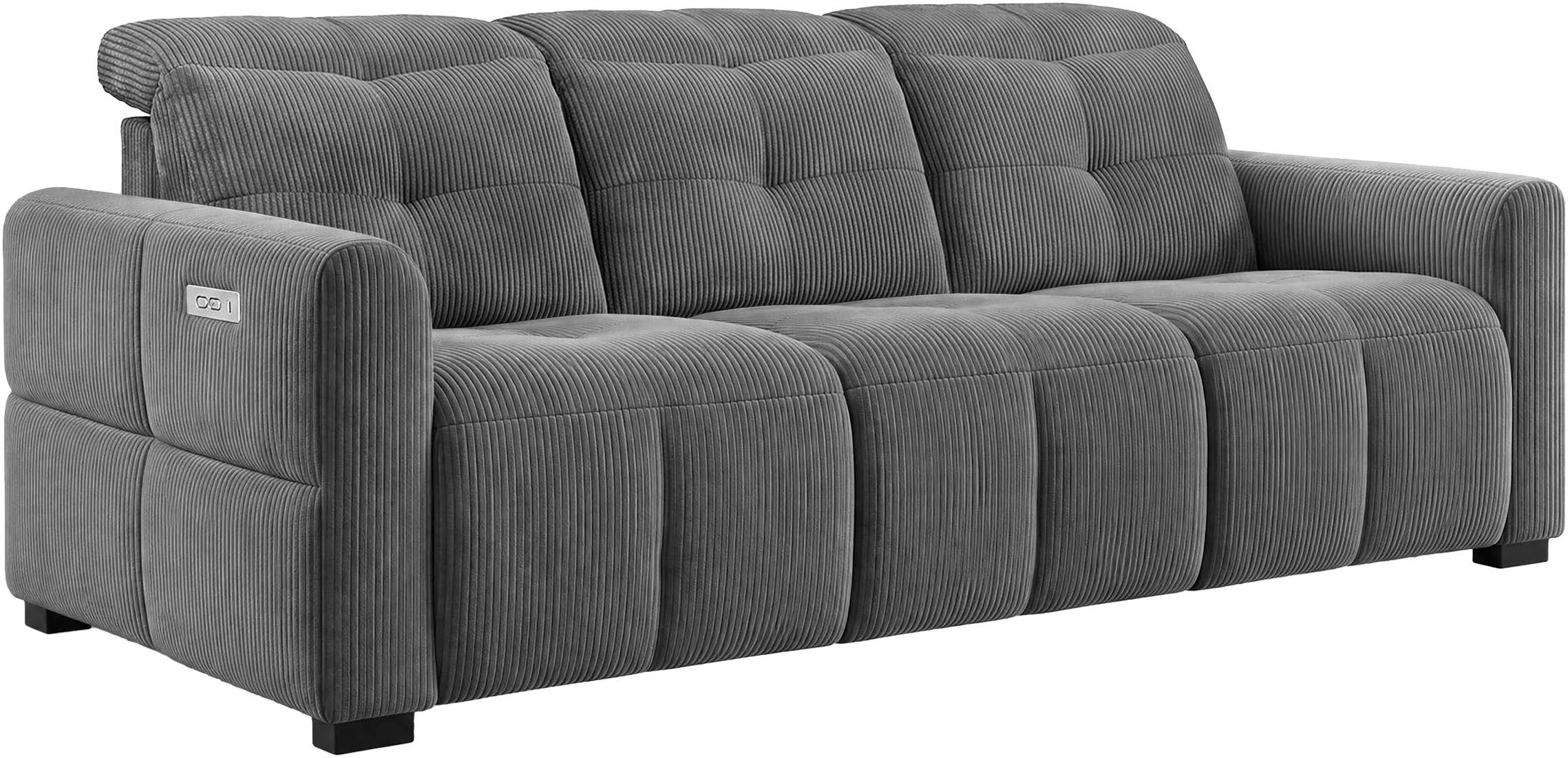 OTTO home 3-Sitzer CAARLA Cord, Sofa, 224 cm, man. oder elektr. Relaxfunktion (USB-A/C), mit USB-A und USB-C bei elektrischer Ausführung, Kopfteilverstellung – Bild 4 von 5