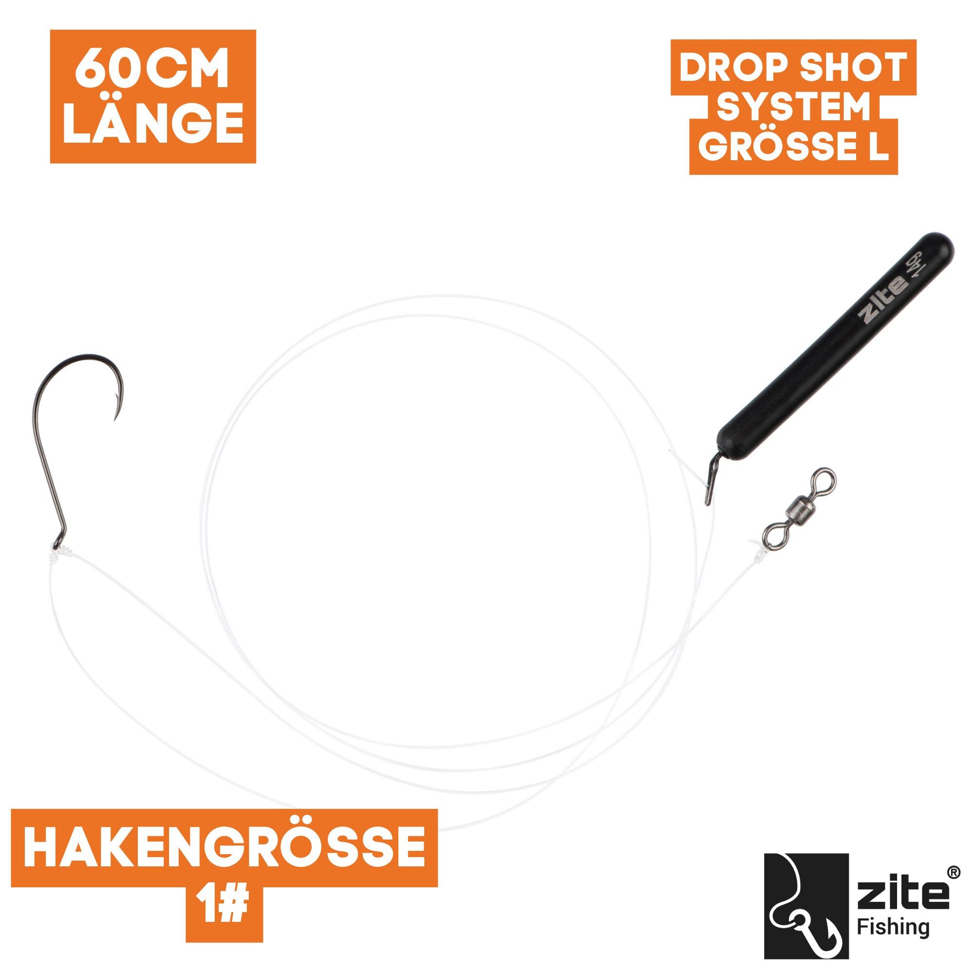 Zite Drop-Shot-Blei Tungsten Ready-to-Fish Rig 2 Gr. S & L Fertigmontage Raubfisch-Angeln, Umweltfreundlich